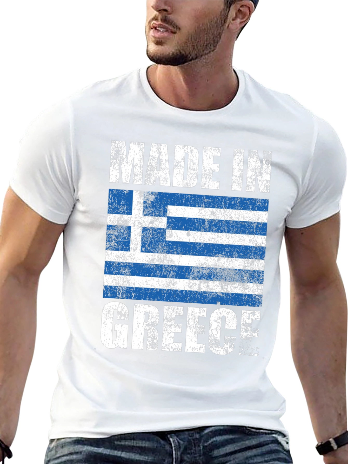 Made in Greece Flag T-Shirt - Distressed Graphic Tee