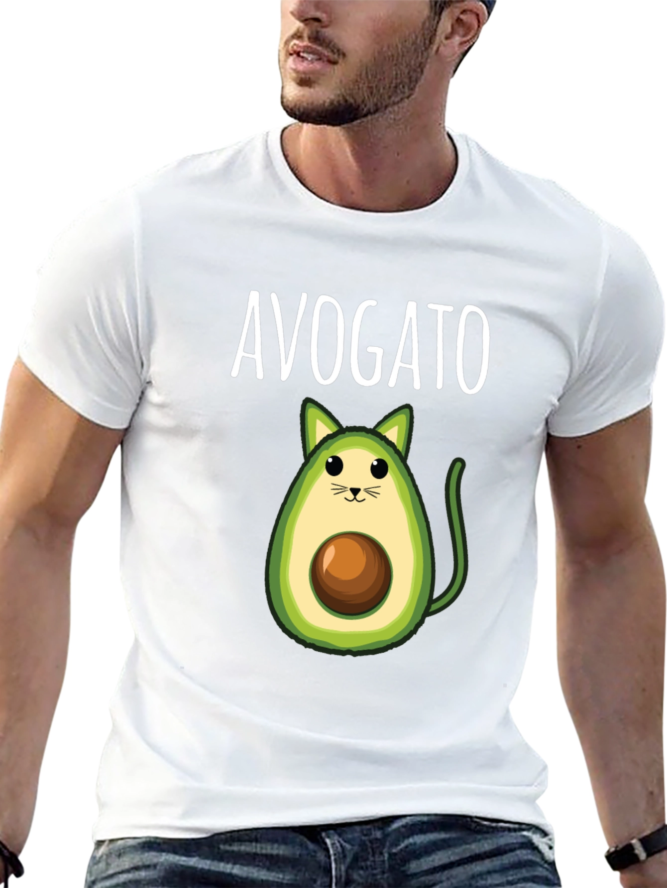 Avogato T-Shirt: Cute Avocado Cat Graphic Tee