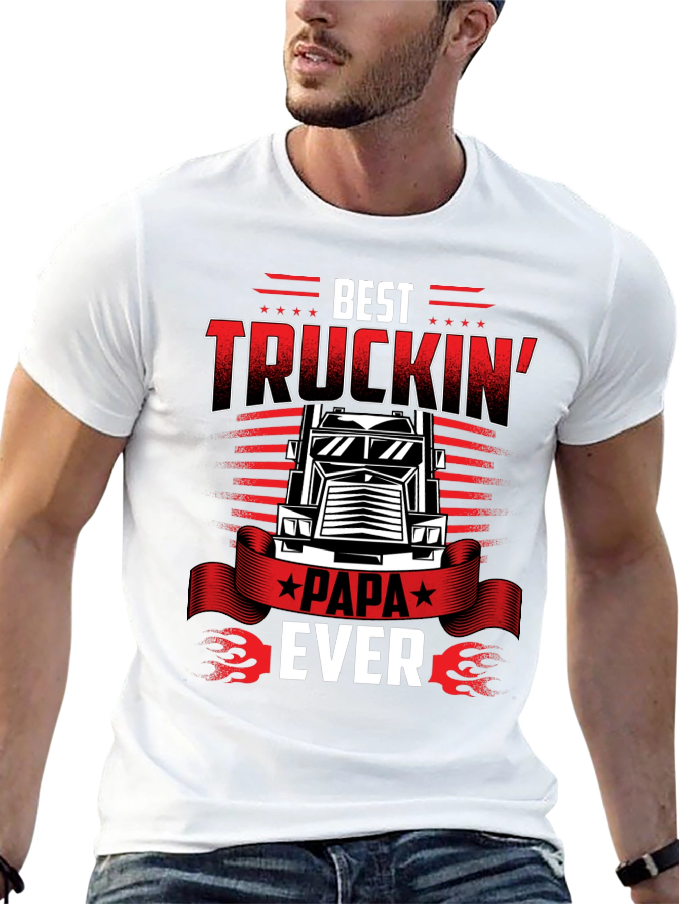 Best Truckin Papa Ever Black T-Shirt