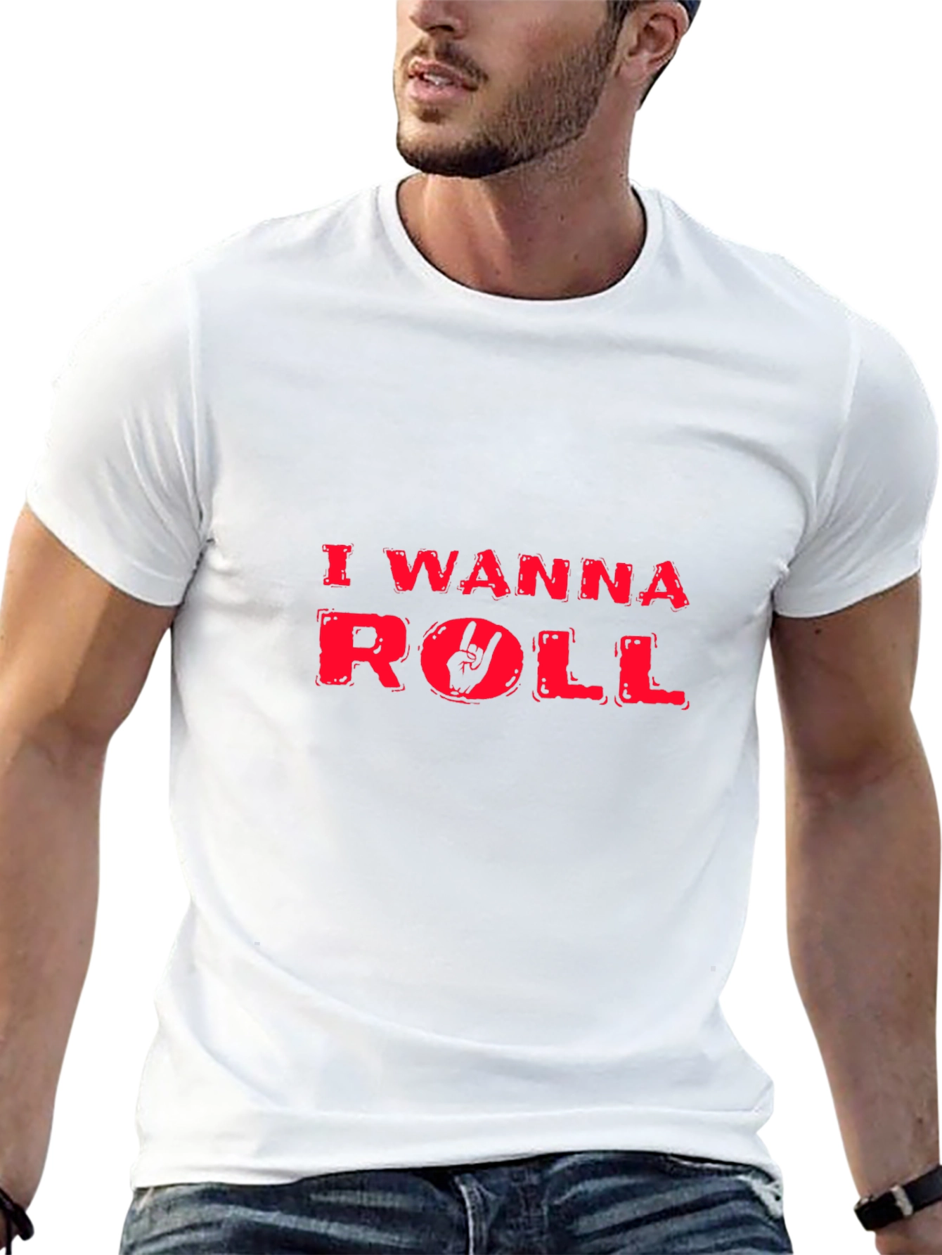 Rock On! Mens I Wanna Roll Graphic Tee