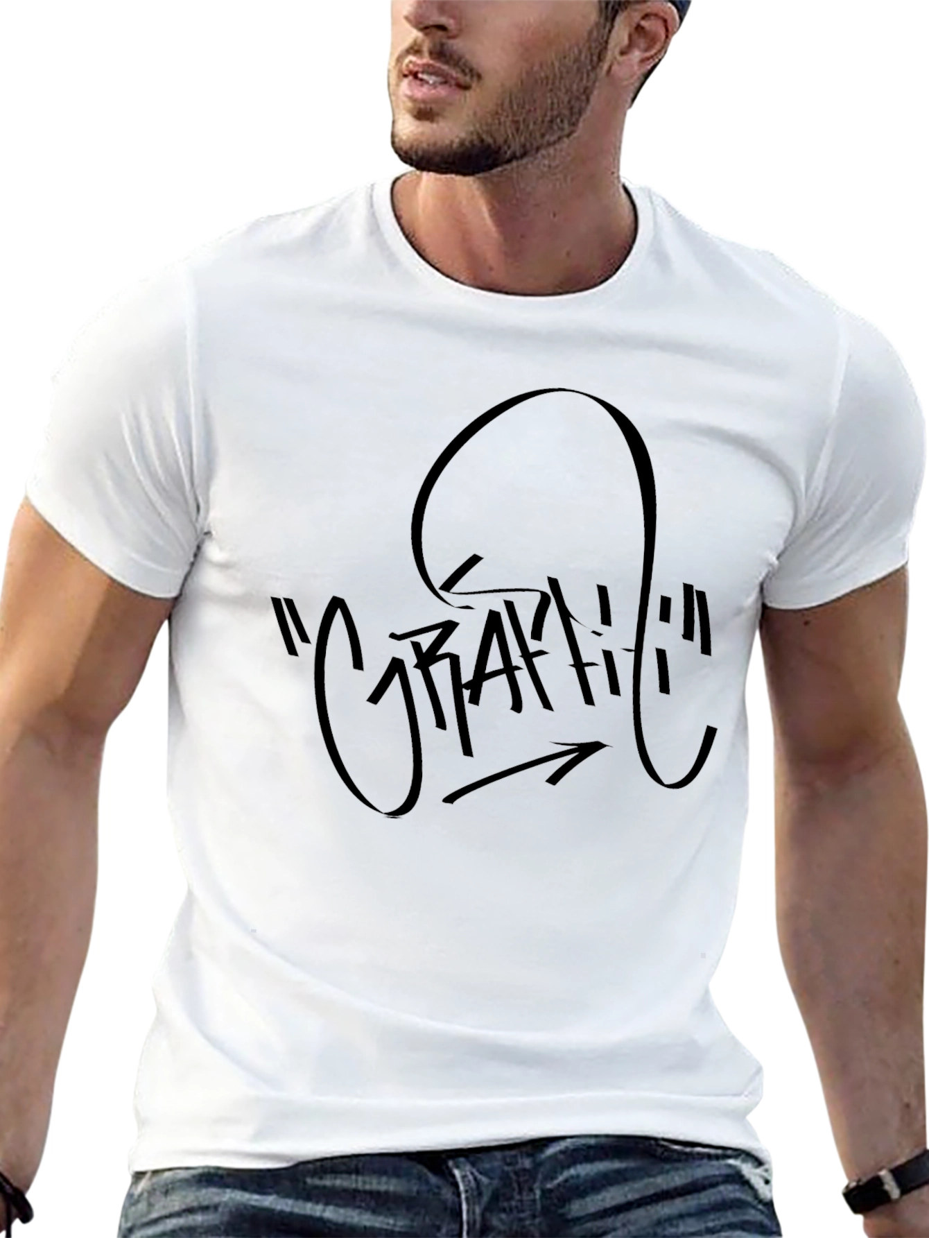 Mens Black Graffiti Graphic T-Shirt