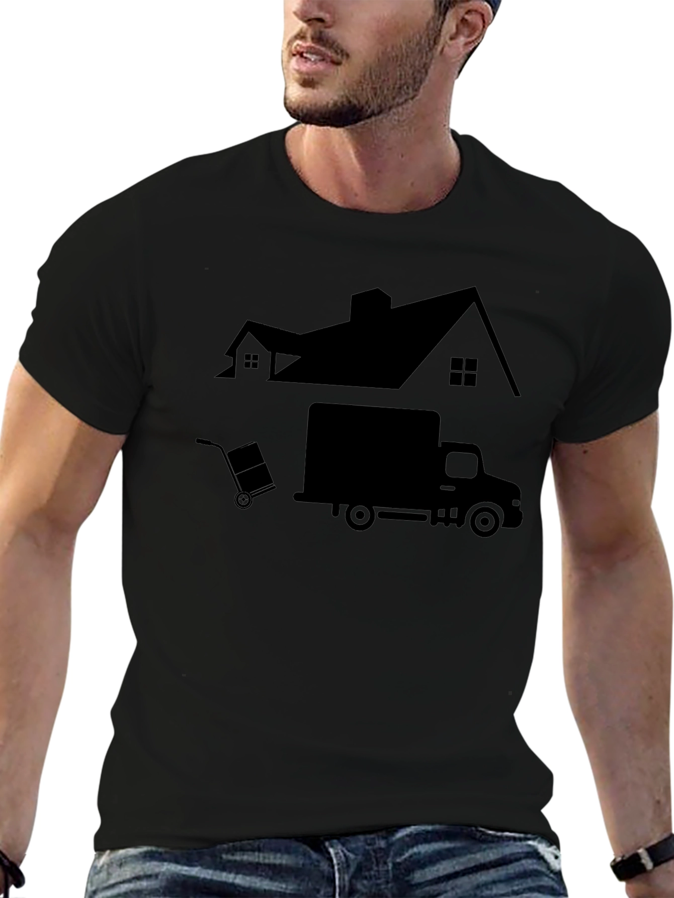 Moving Day Graphic T-Shirt - House Truck and Dolly