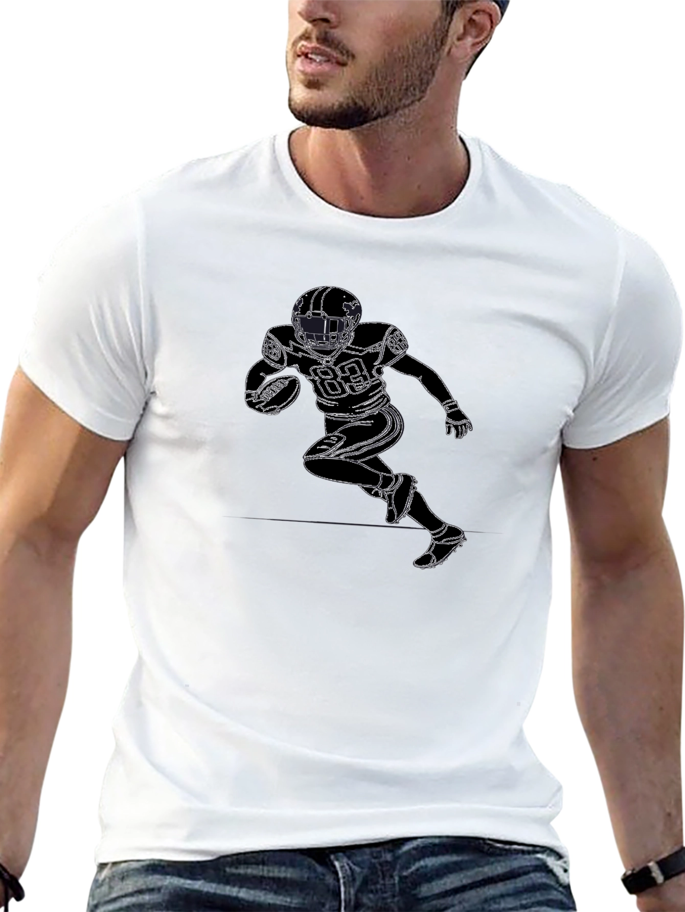 Football Player Graphic Black T-Shirt