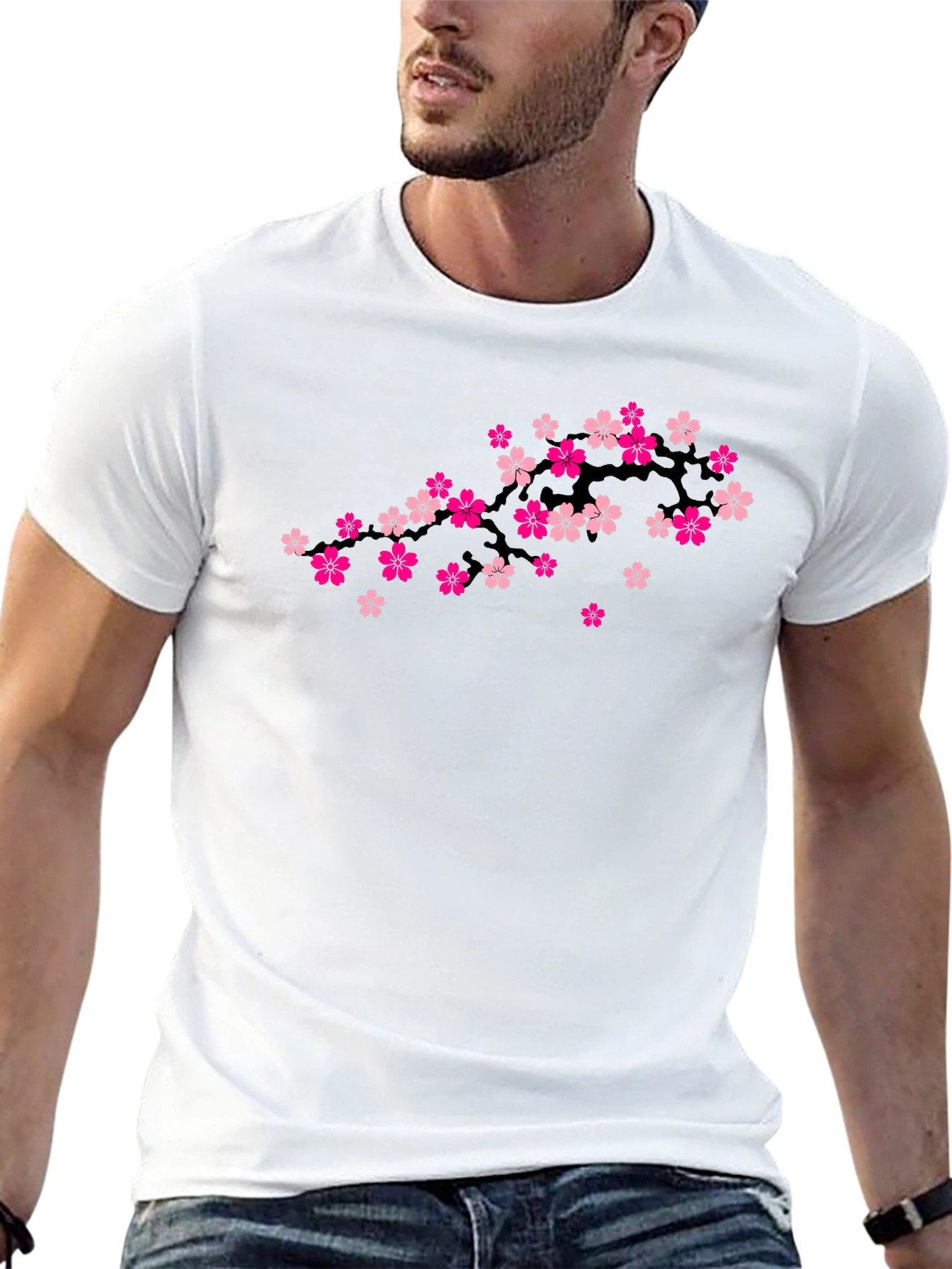 Cherry Blossom Branch Black T-Shirt