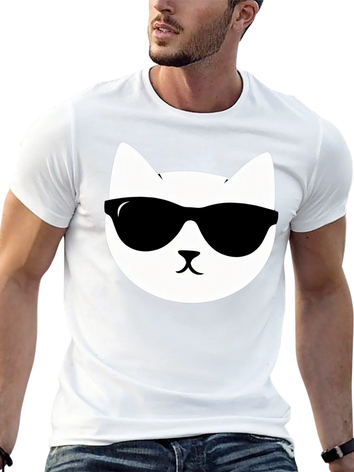 Cool Cat Graphic T-Shirt - Black Cotton Tee