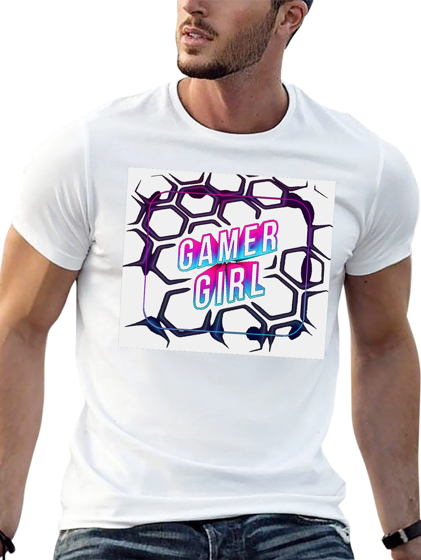 Gamer Girl T-Shirt - Cool Hexagon Design