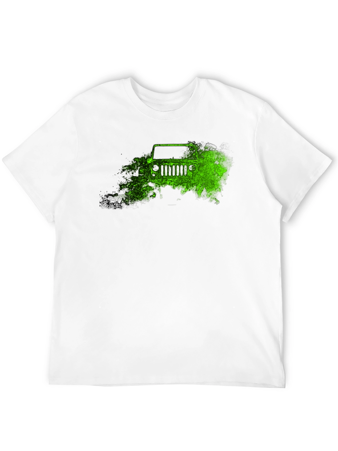 Jeep Trail Green Graphic Tee - Black Cotton T-Shirt