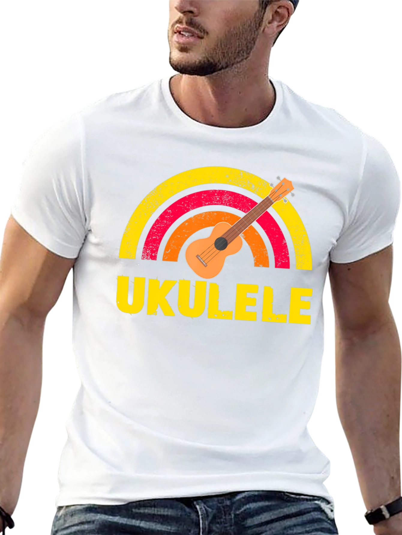 Ukulele Rainbow Graphic T-Shirt