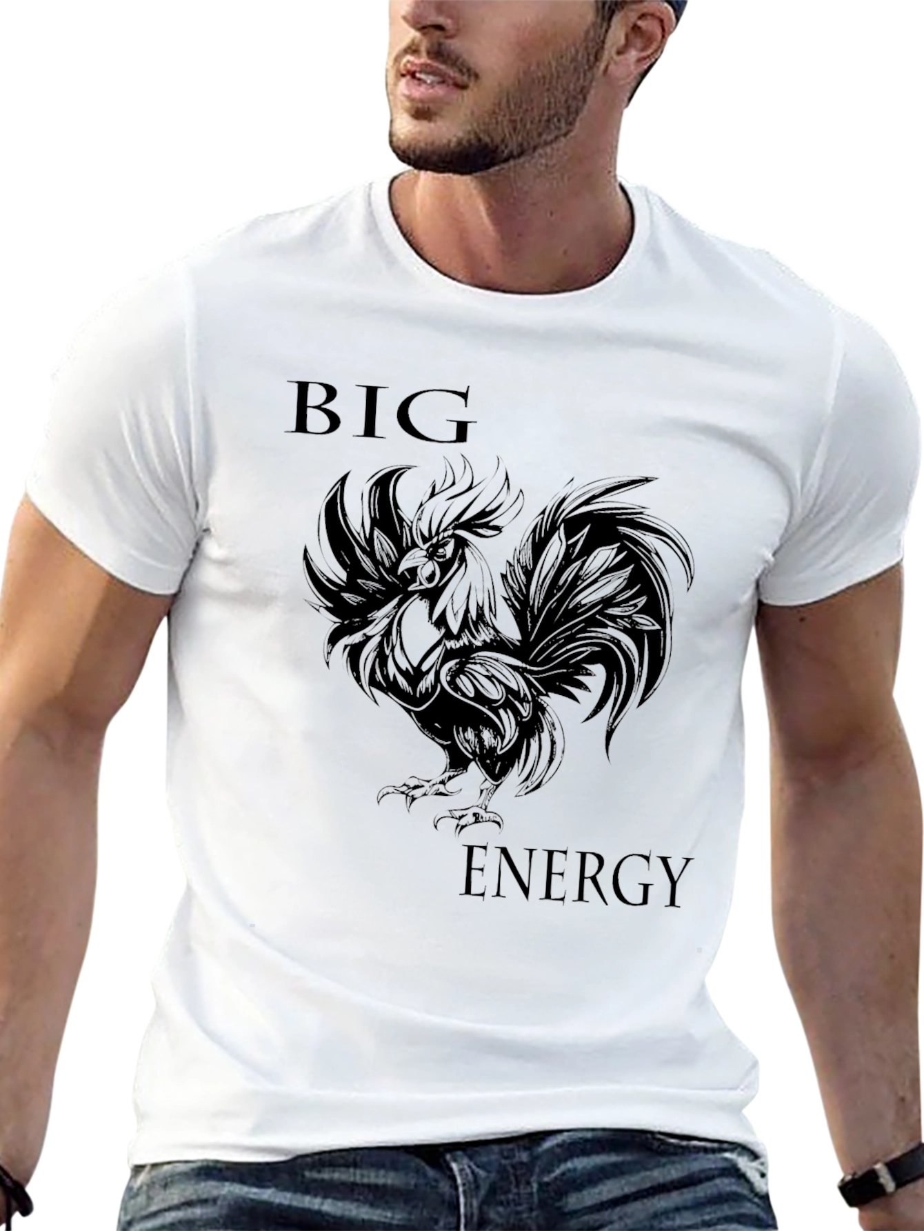 Big Energy Rooster Graphic T-Shirt - Mens Black Tee