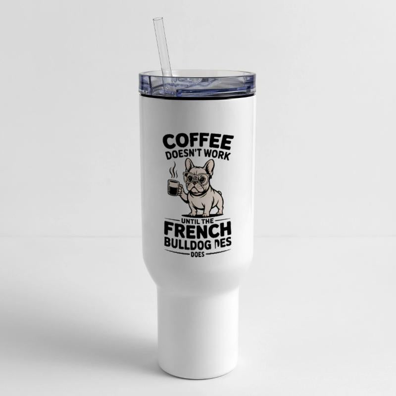 Chic French Bulldog with Coffee Mug