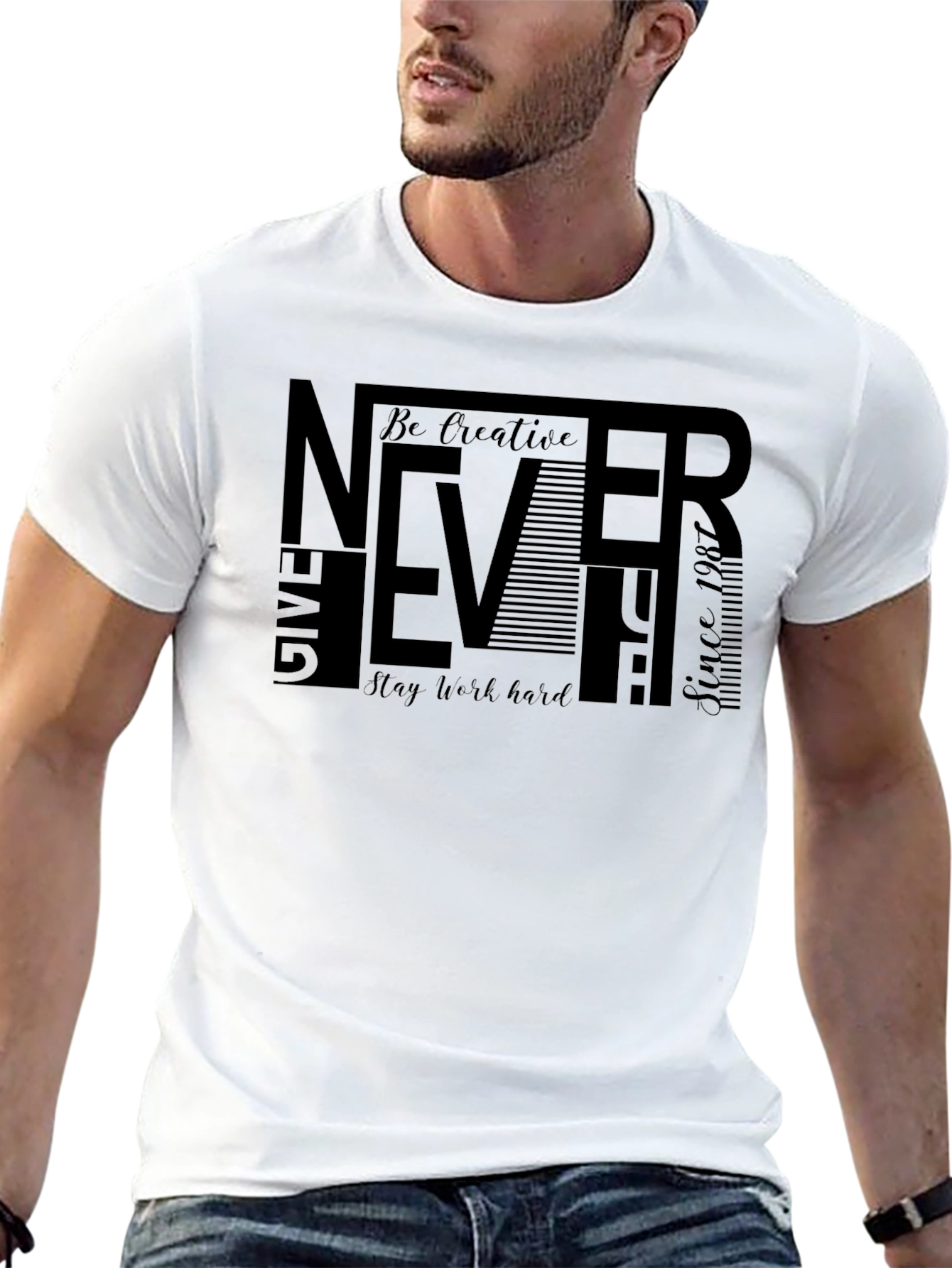 Never Give Up Graphic Tee - Menswear