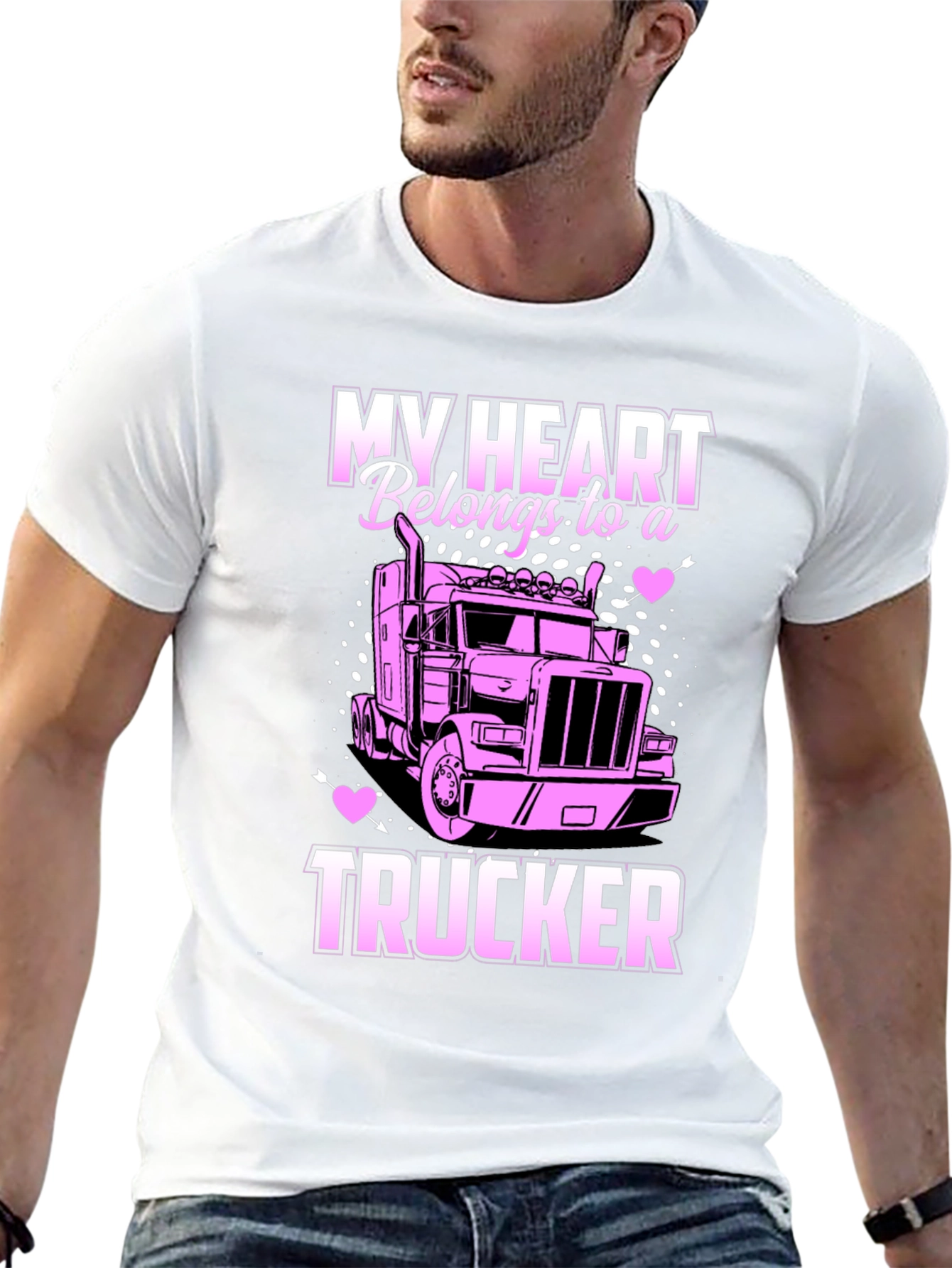 My Heart Belongs To A Trucker Black T-Shirt