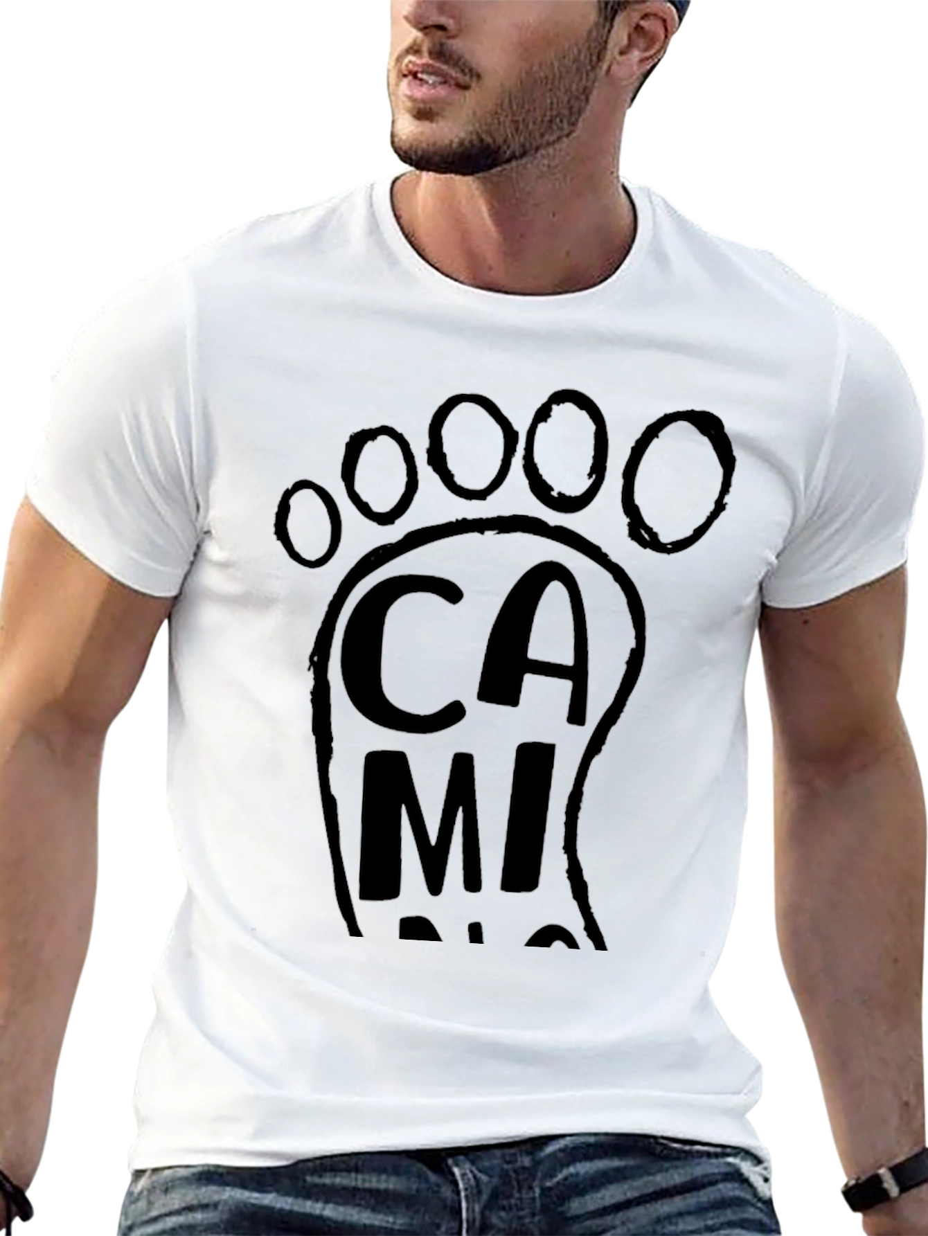 Mens Black Footprint Graphic Tee