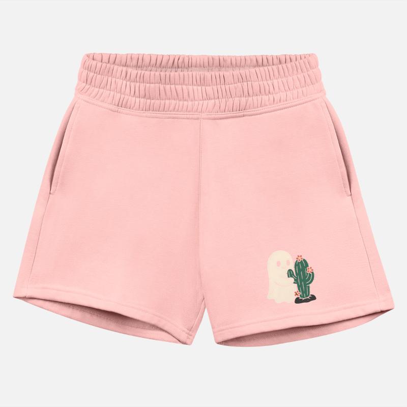 Cute Ghost Hugging Cactus Illustration