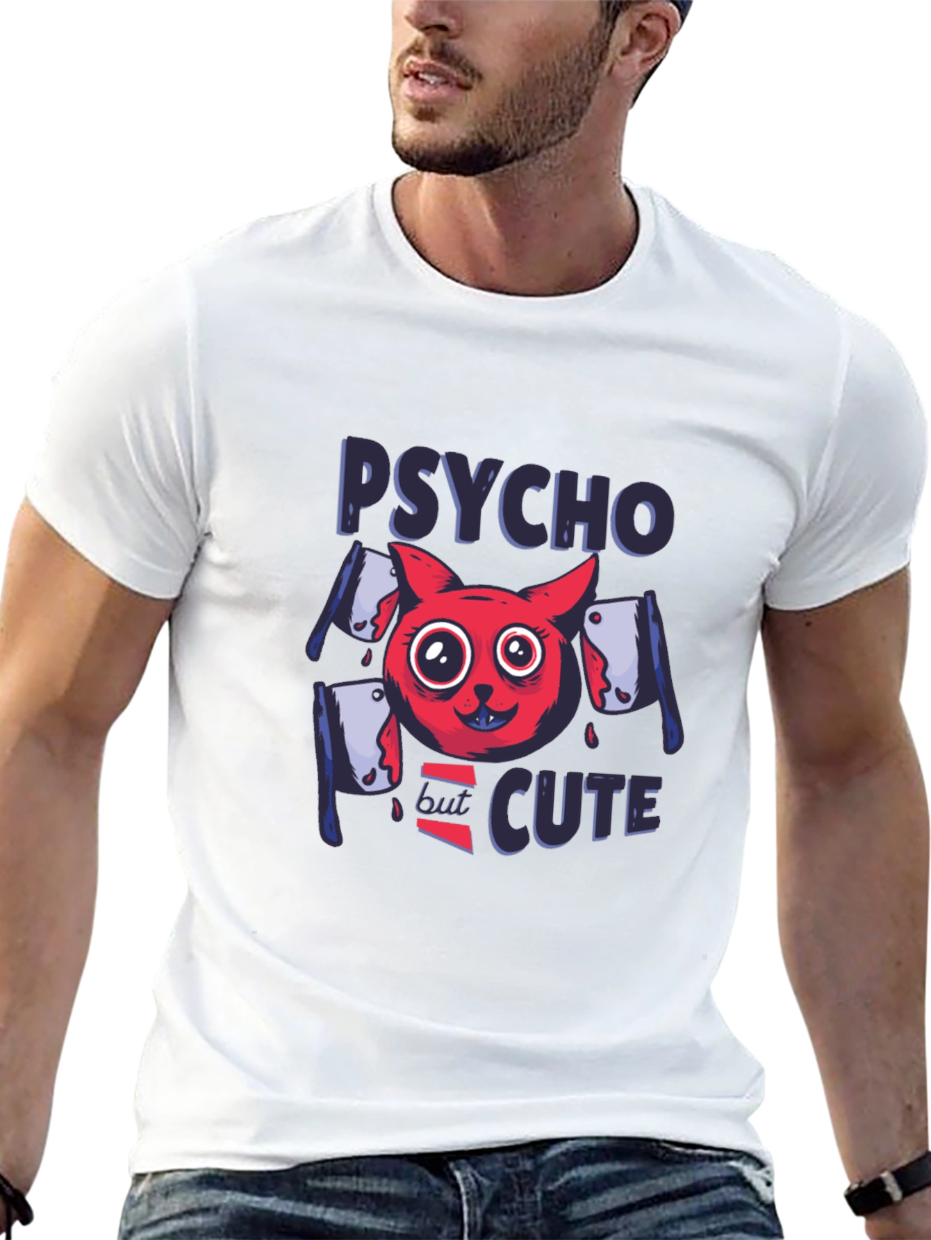 Psycho But Cute Graphic Tee - Black