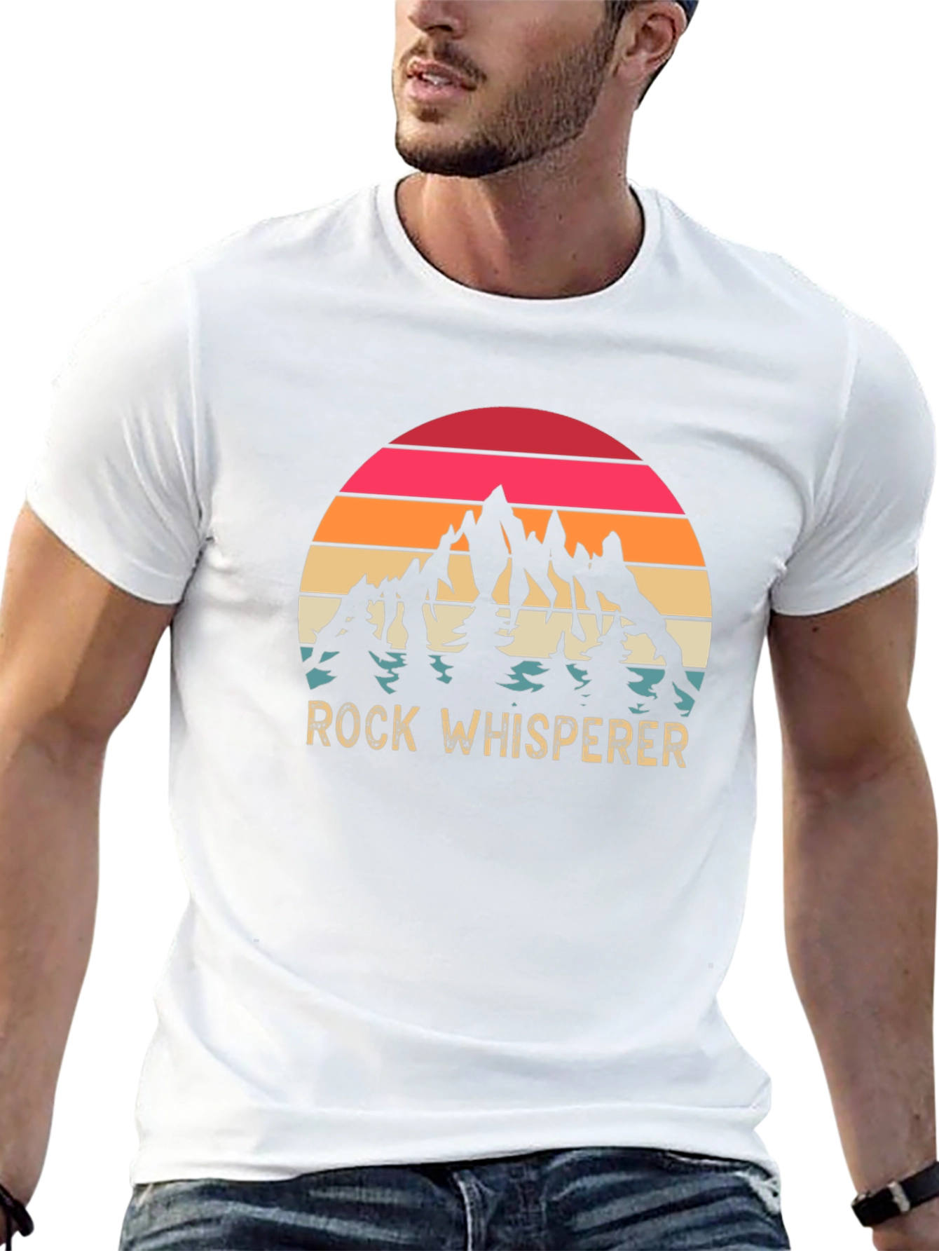 Rock Whisperer Graphic Tee - Mountain Sunset Design