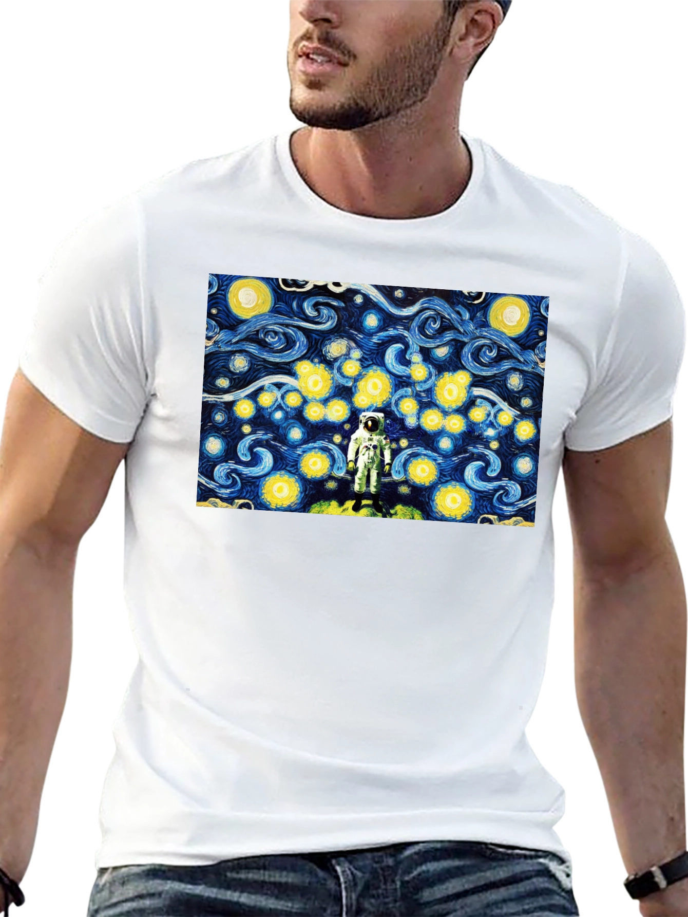 Astronaut Starry Night Graphic T-Shirt