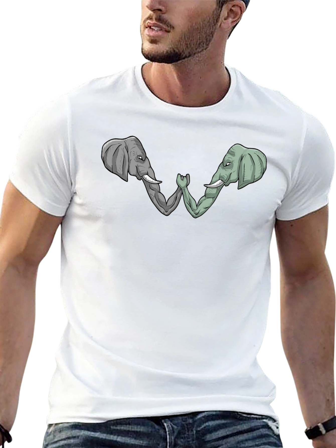 Elephant Arm Wrestling Graphic Tee