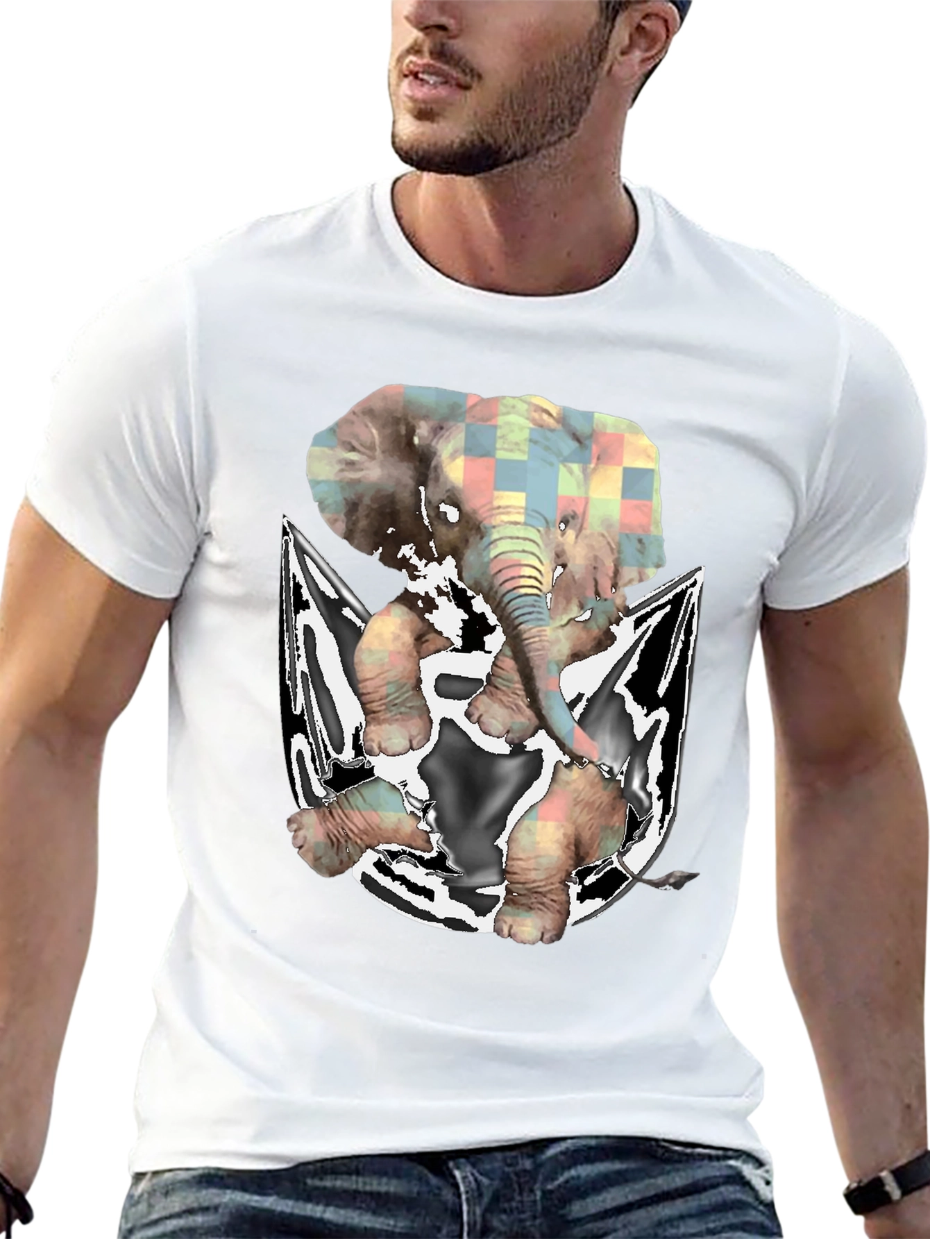 Elephant in Pocket Graphic T-Shirt