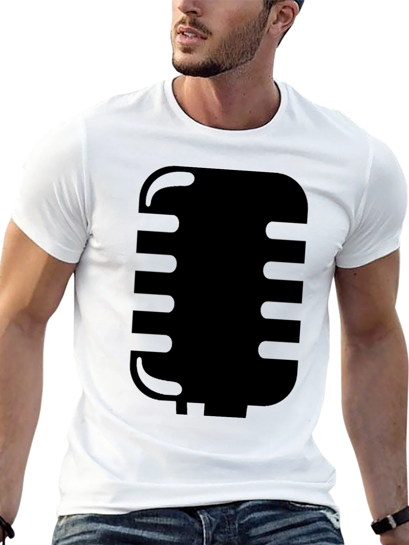 Retro Microphone Graphic Tee - Classic Style