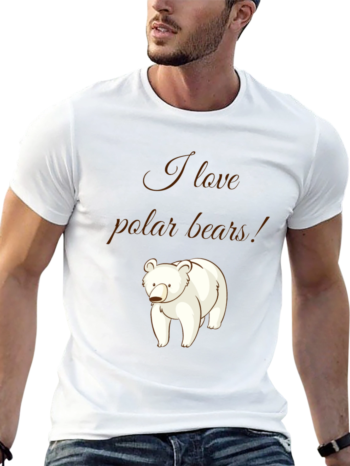I Love Polar Bears Graphic T-Shirt - Black