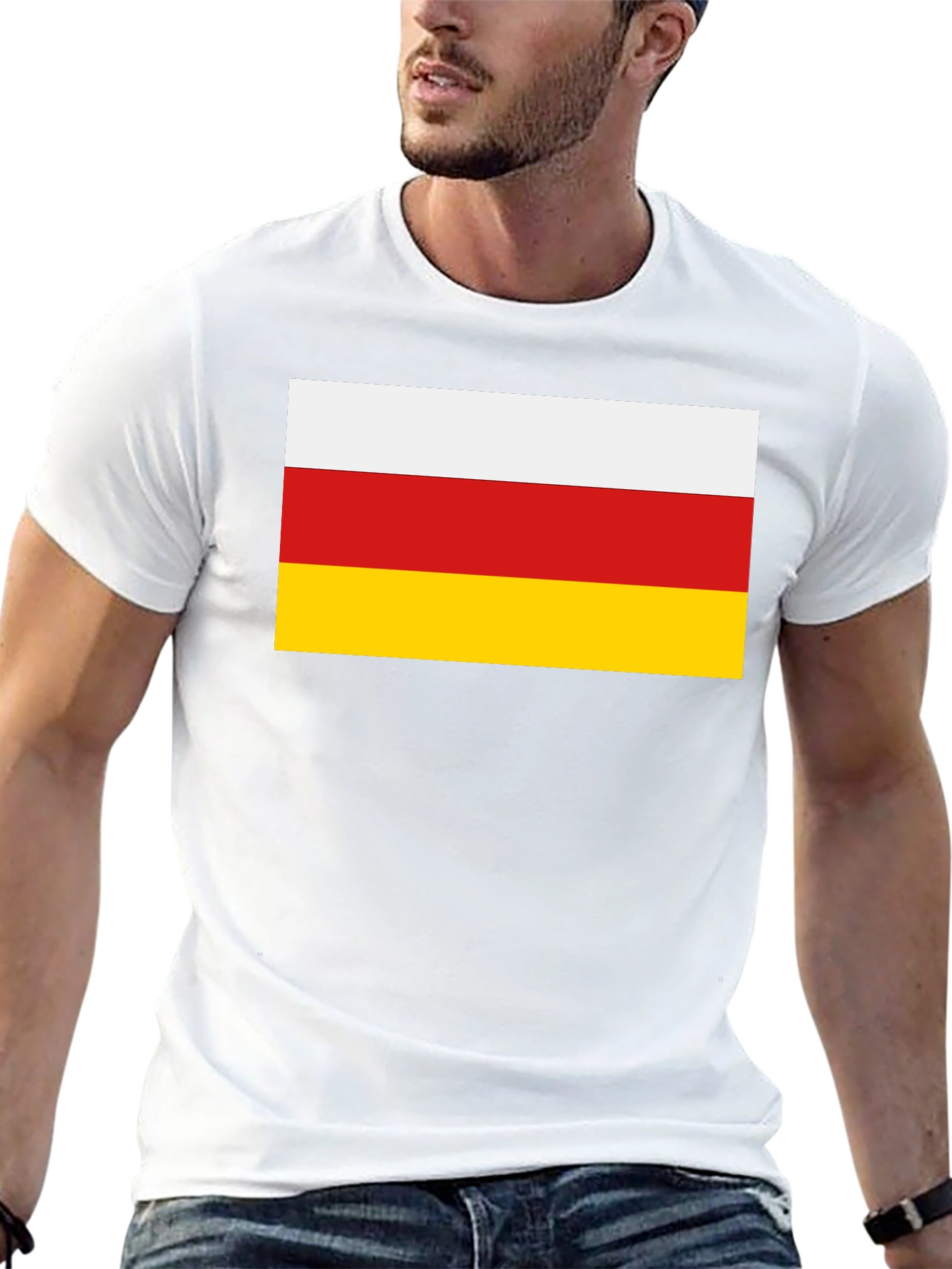 South Ossetia Flag T-Shirt - Black Cotton Tee