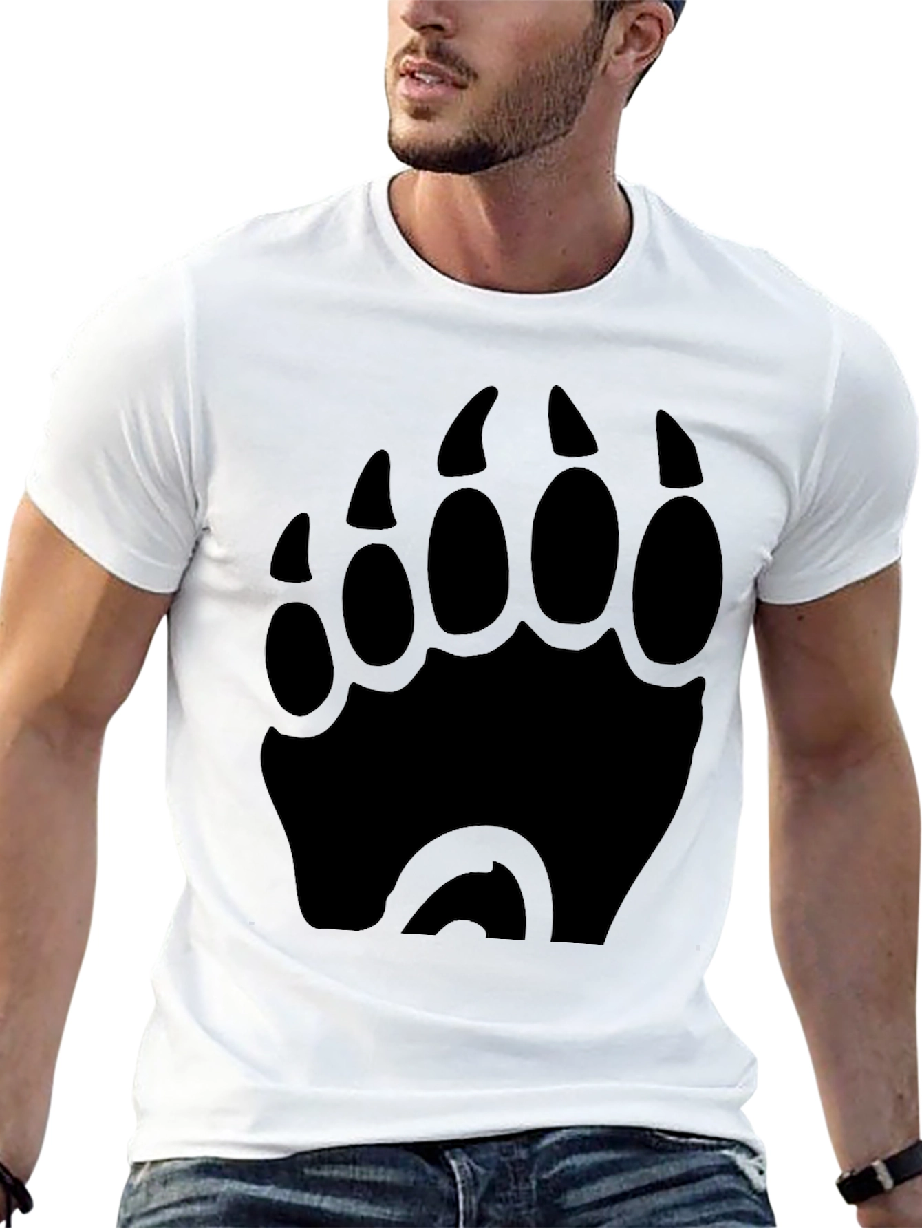 Bear Paw Print Graphic Tee - Black T-Shirt