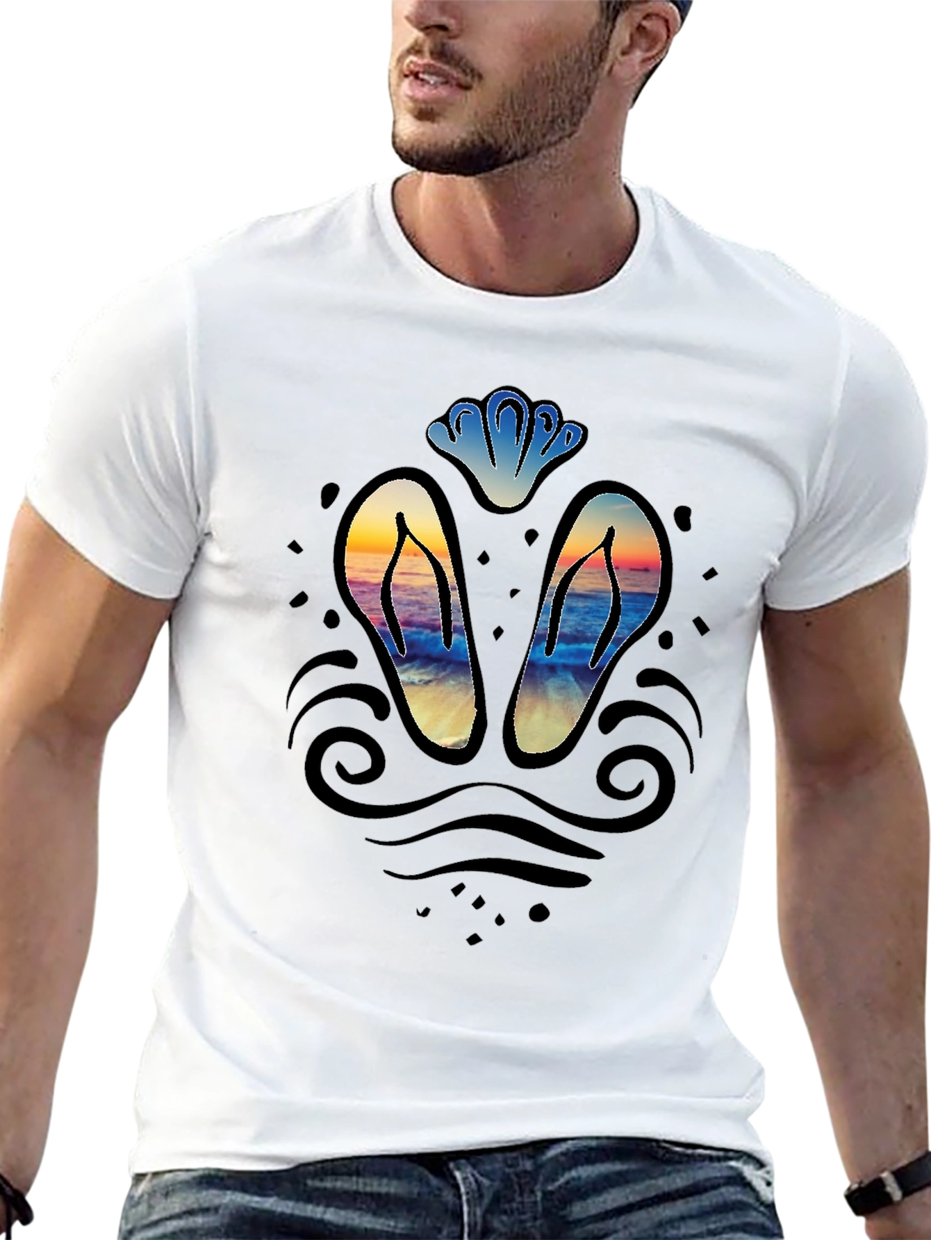 Sunset Beach Flip-Flop Graphic Tee
