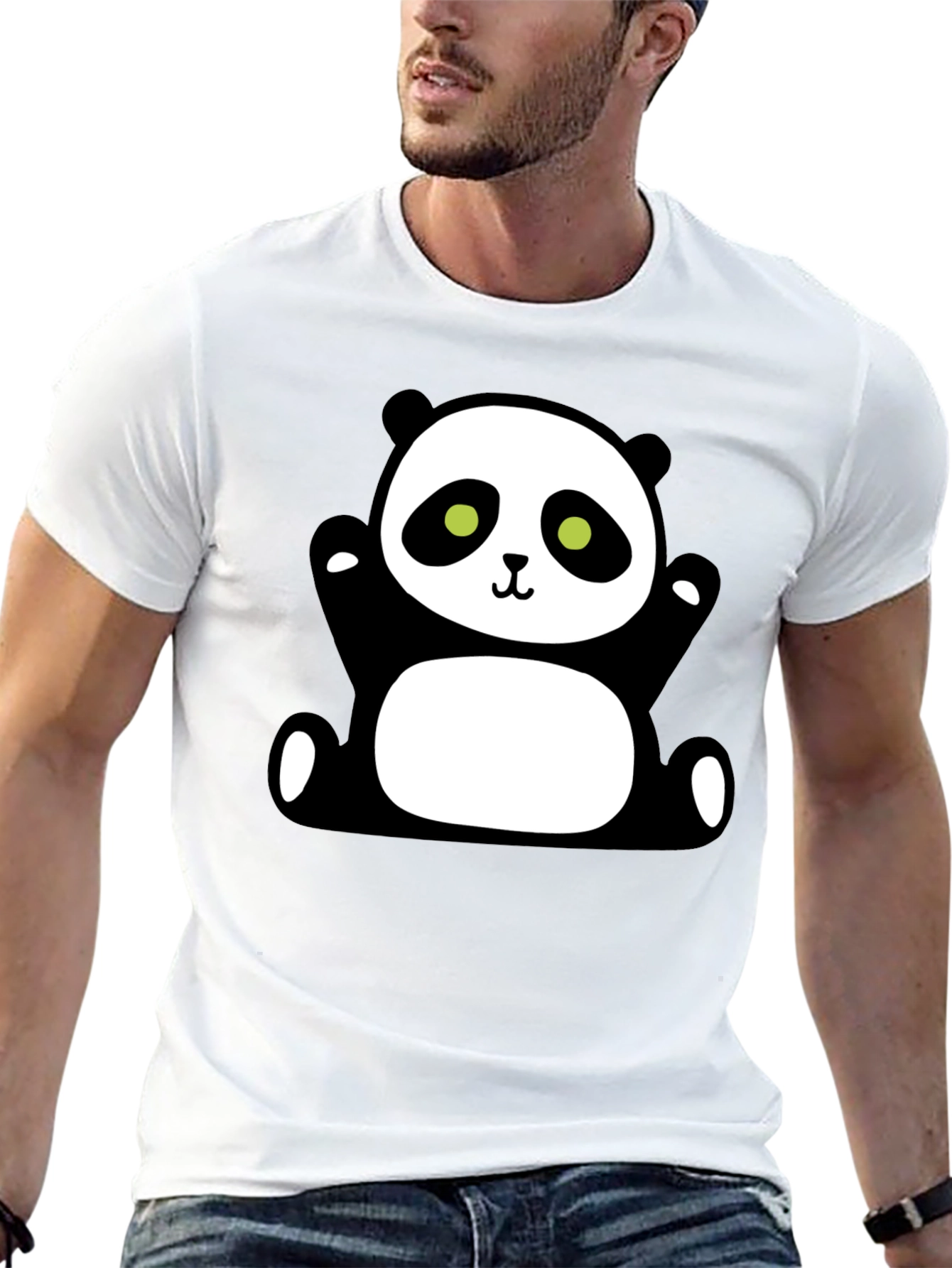 Cute Panda Graphic T-Shirt - Black