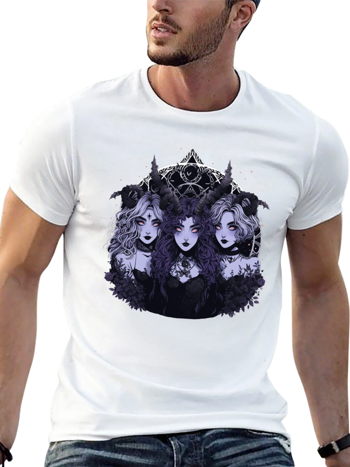 Gothic Horned Goddess Graphic T-Shirt