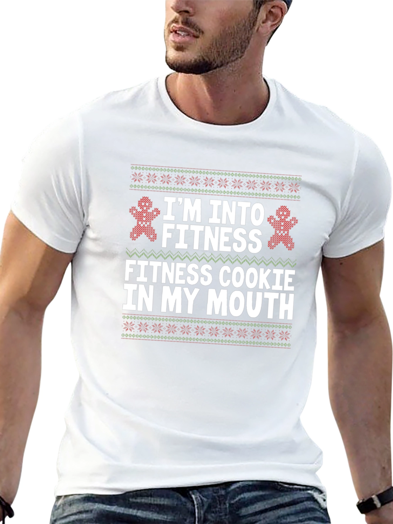 Funny Fitness Cookie Ugly Christmas T-Shirt