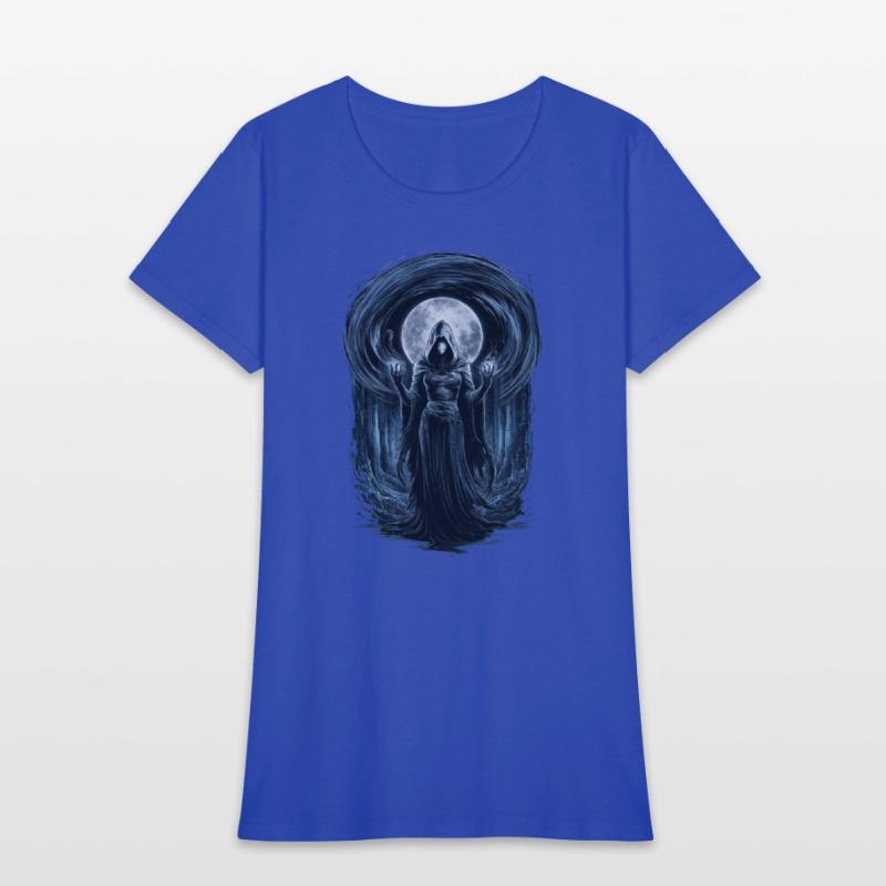 Enigmatic Sorceress Under the Moonlit Forest