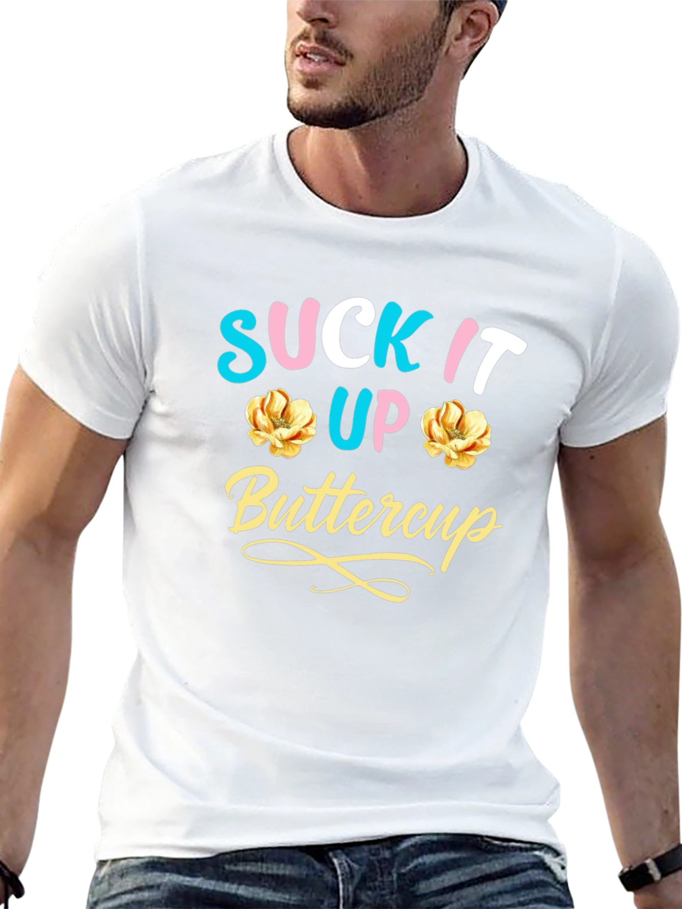 Suck It Up Buttercup Graphic Tee - Black Cotton