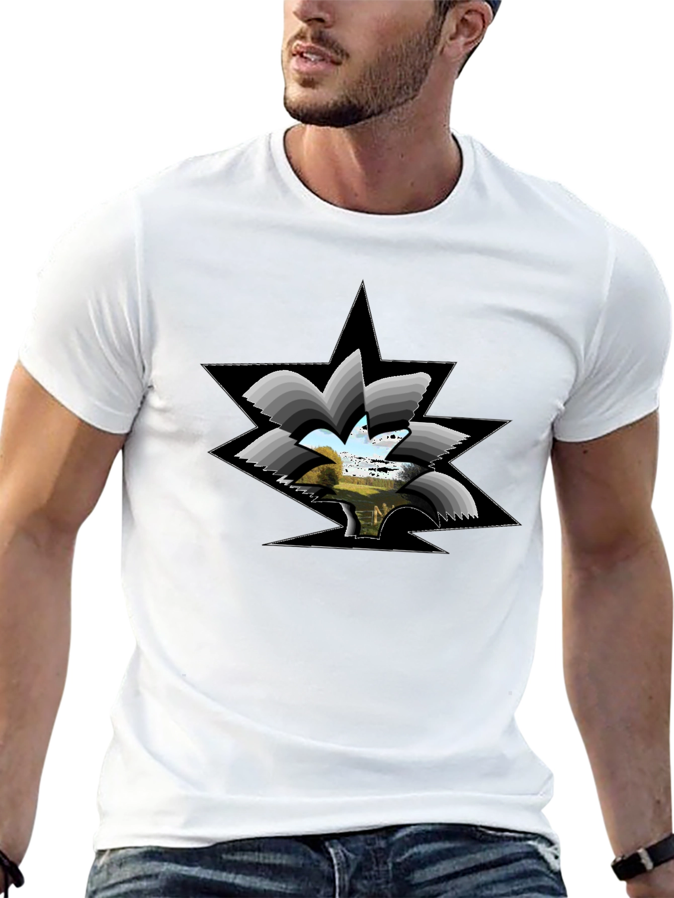 Abstract Landscape Graphic Black Tee