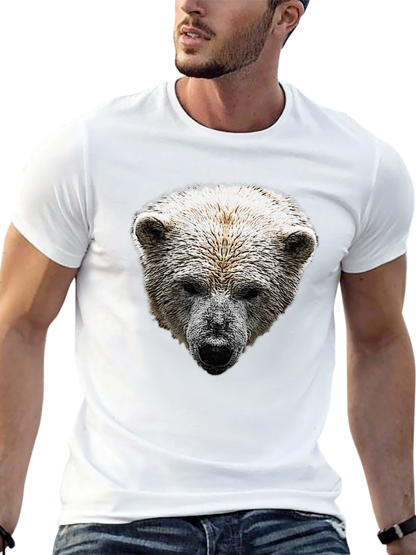 Bear Graphic Print Crew Neck T-Shirt
