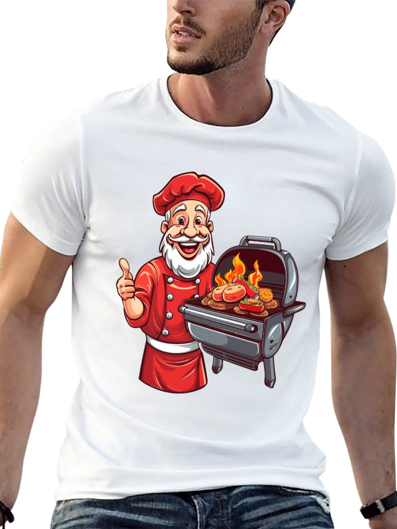 Santa Chef BBQ T-Shirt - Holiday Grill Master Tee