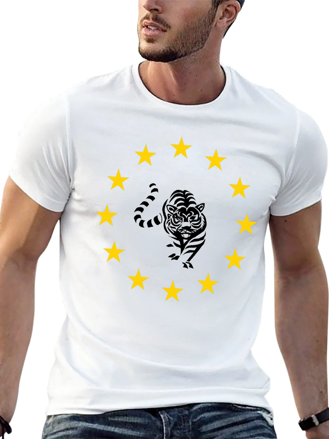 Tiger Star Circle Black T-Shirt