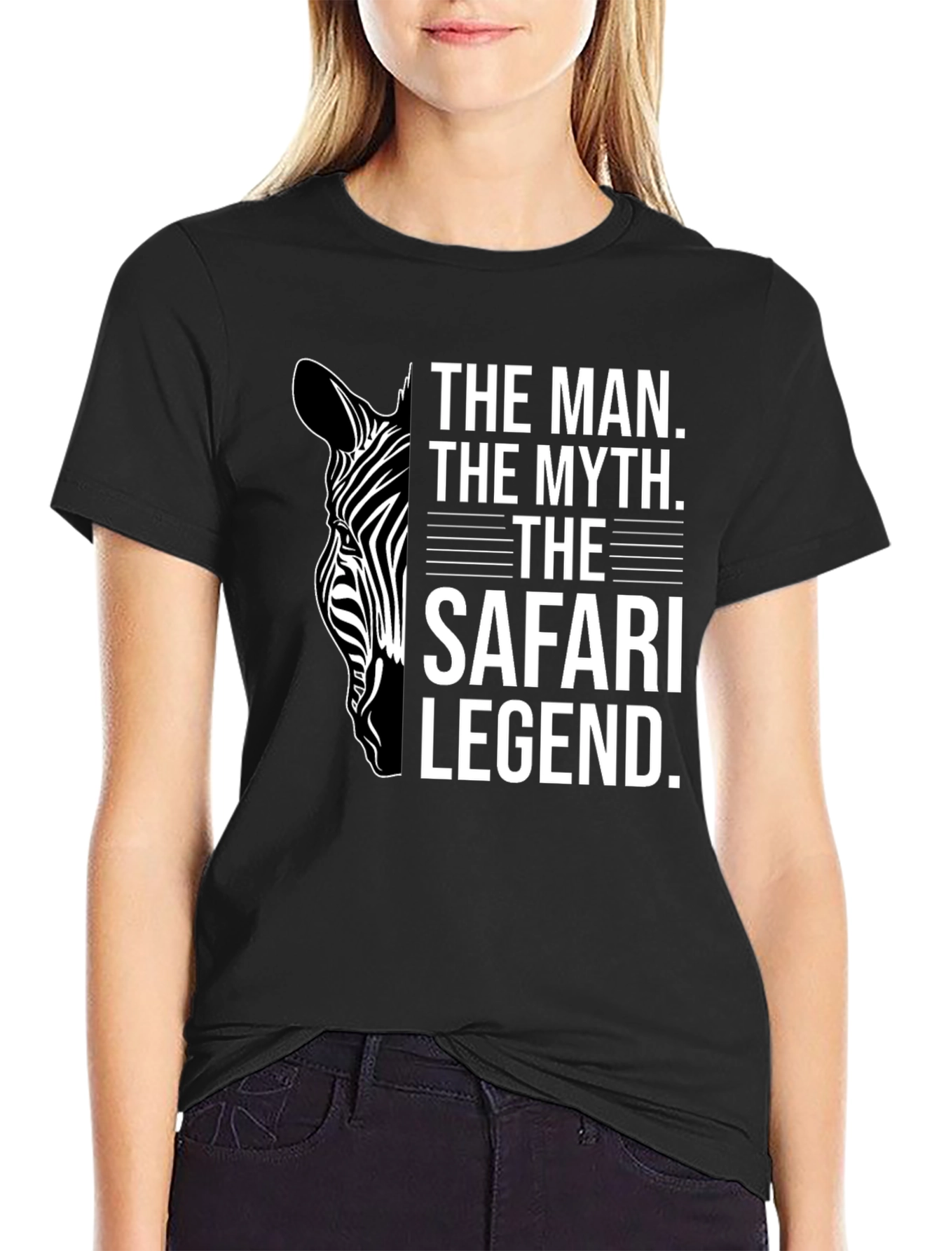 The Safari Legend Zebra Graphic Tee - Black Cotton