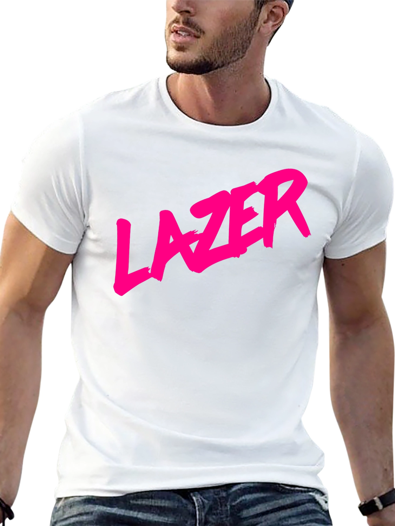 LAZER Graphic T-Shirt - Bold Pink Print on Black