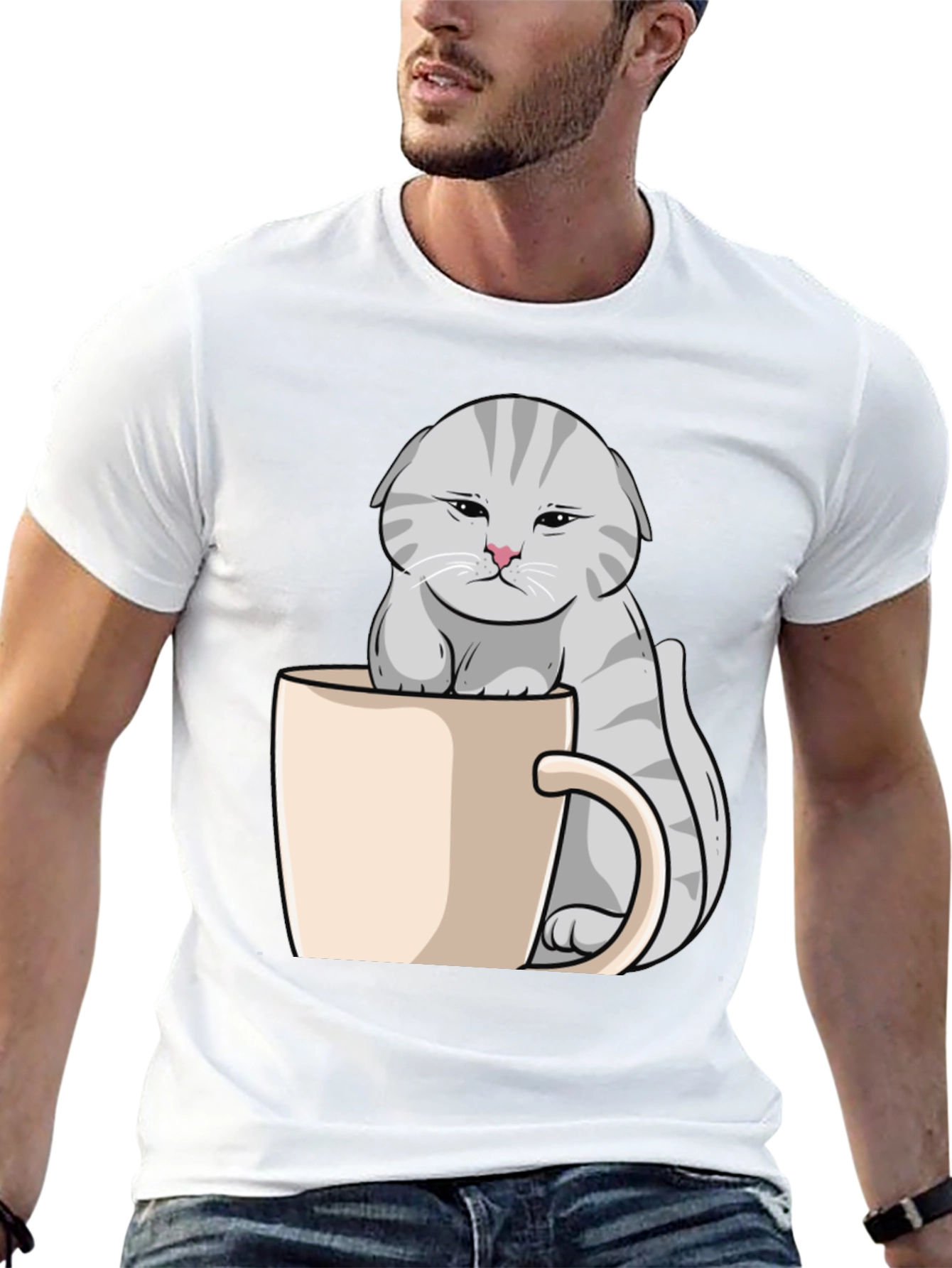 Grumpy Cat Mug T-Shirt - Novelty Kitten Tee