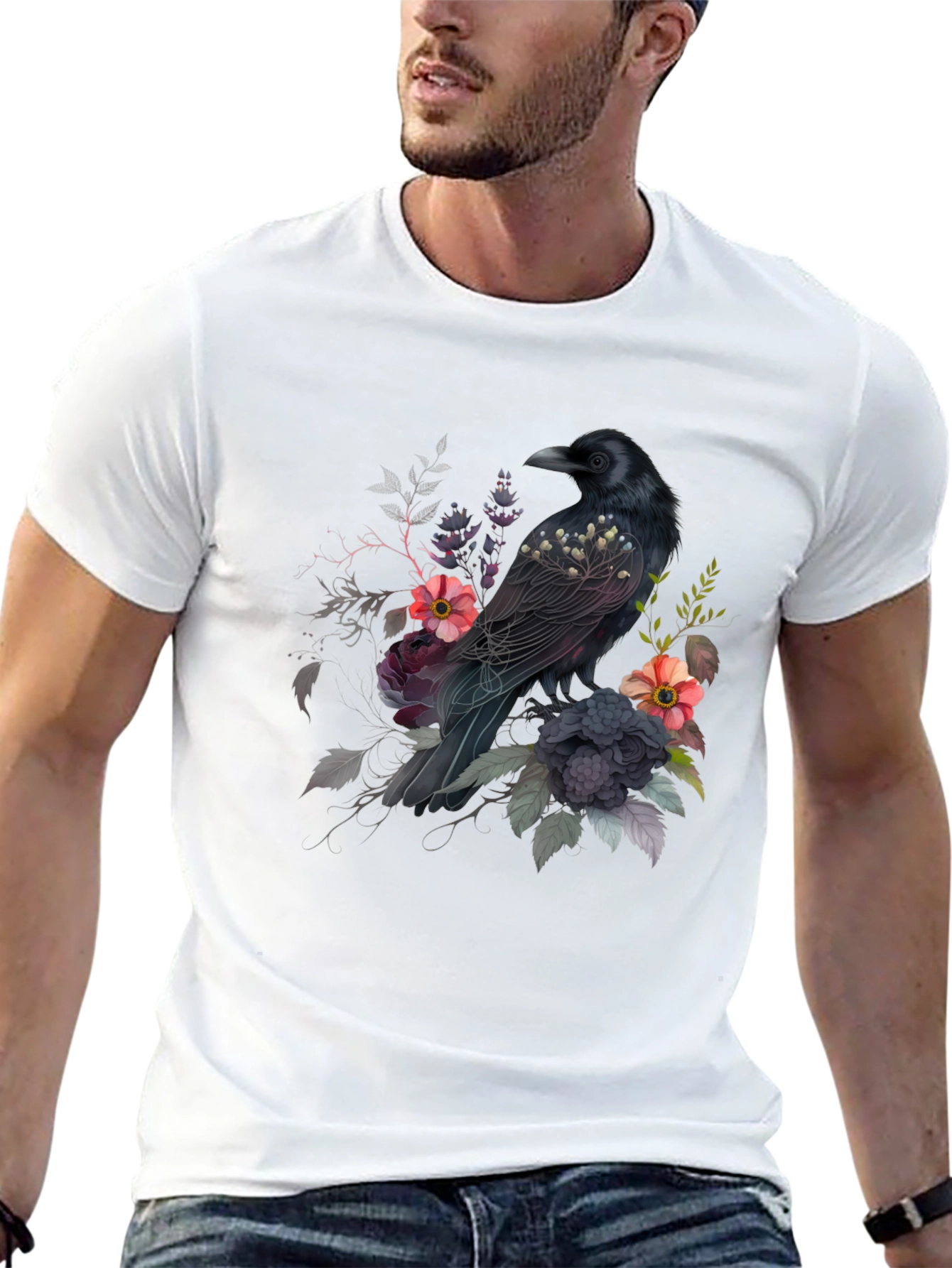 Raven and Floral T-Shirt