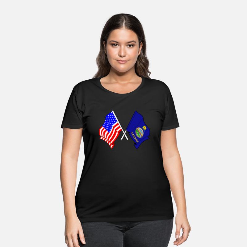 Flag USA and Kansas State Crossed