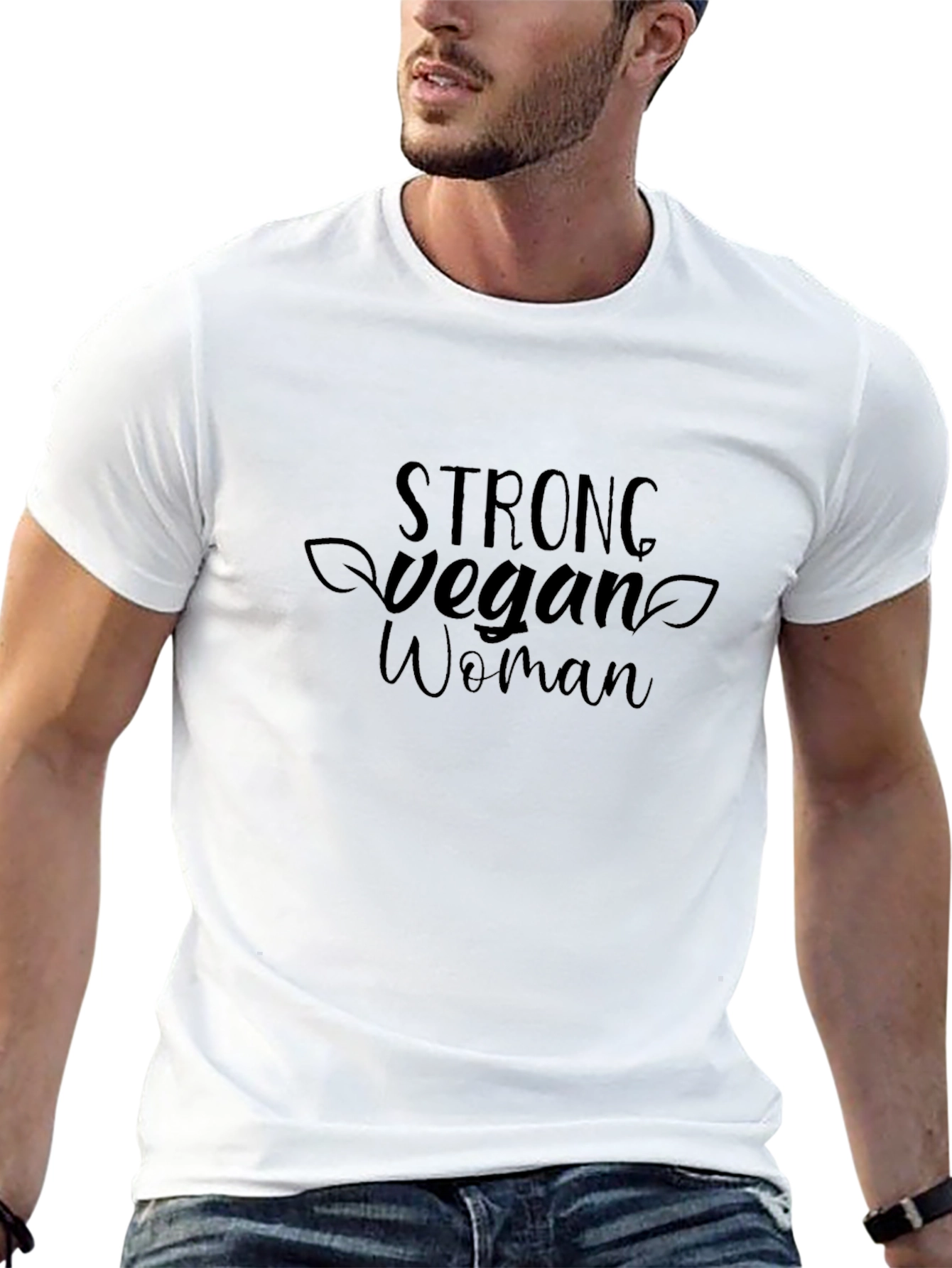 Strong Vegan Woman Graphic Tee - Black