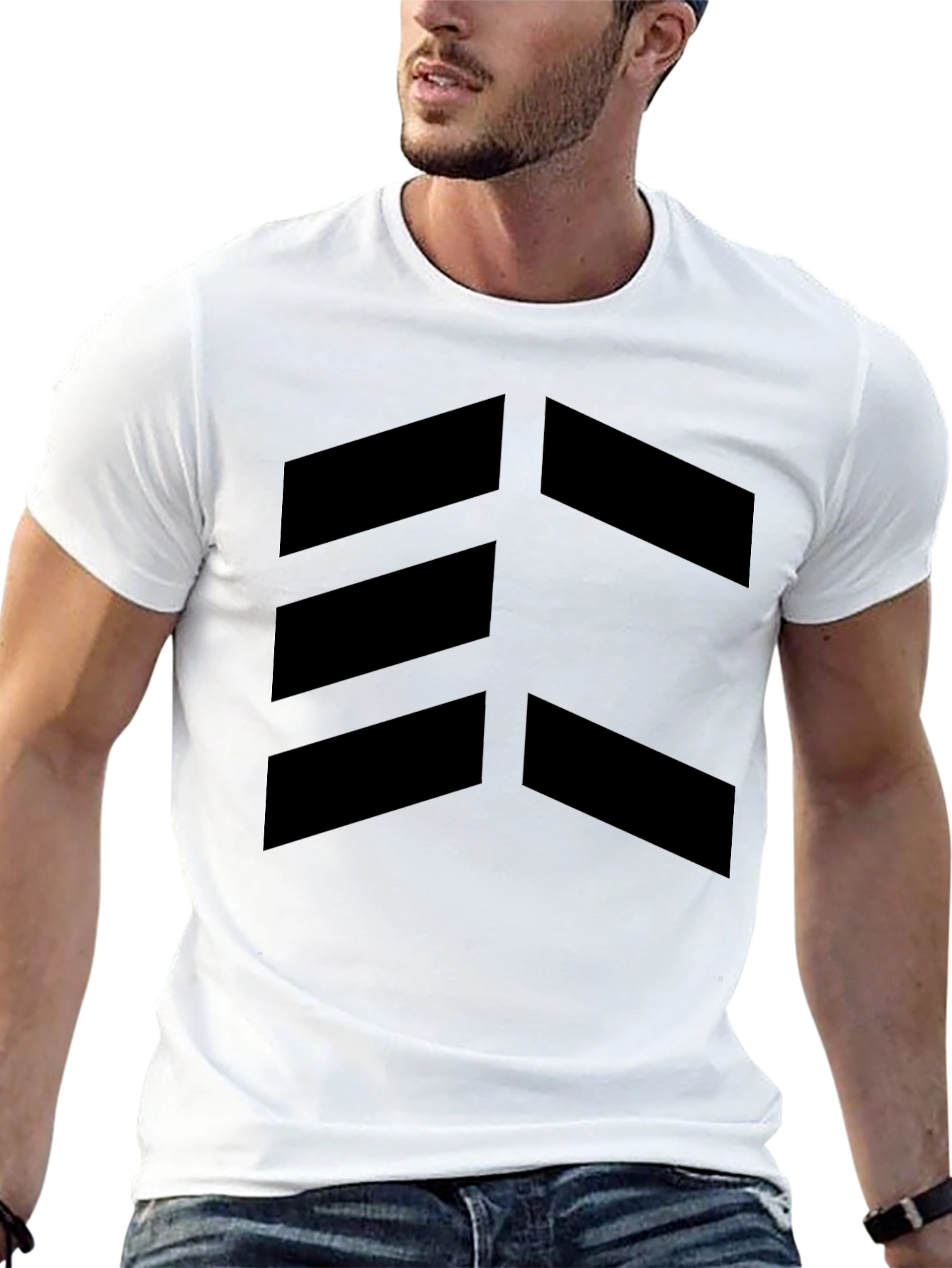 Modern Black T-Shirt with Chevron Design