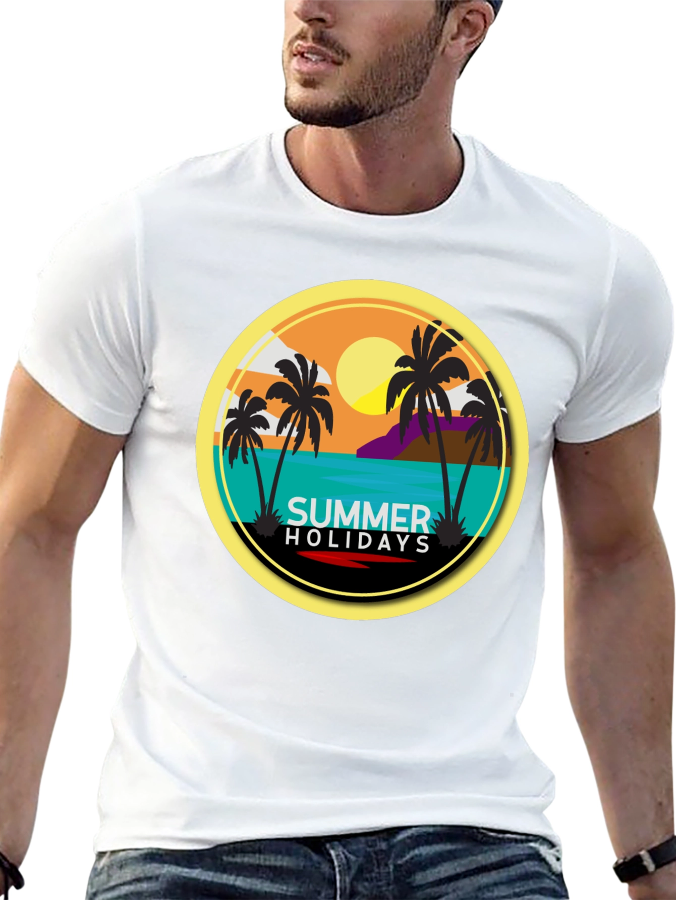 Summer Holiday T-Shirt - Beach Palm Tree Design