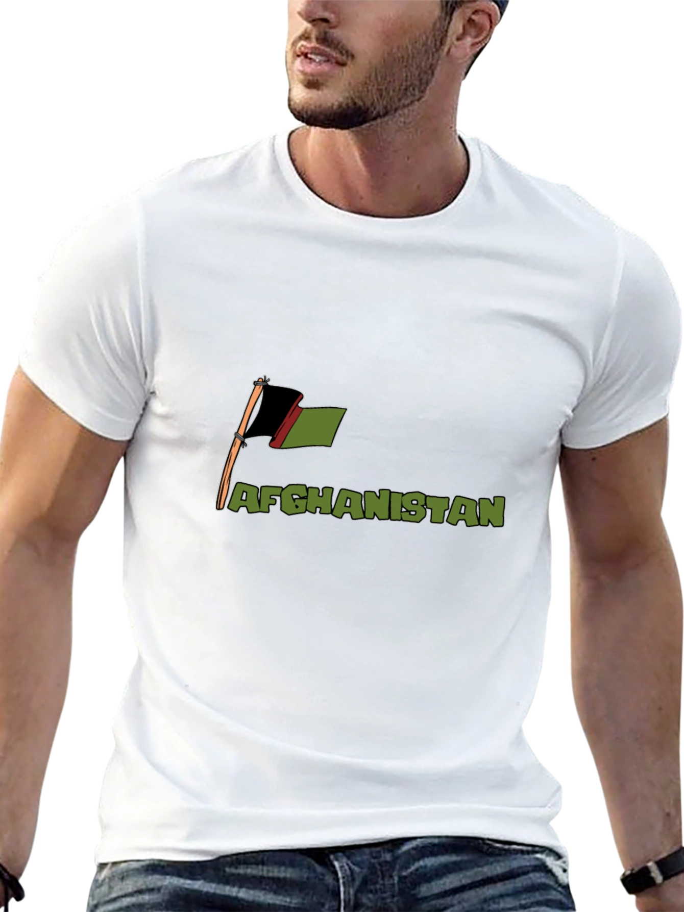 Afghanistan Flag T-Shirt - Black Cotton Tee