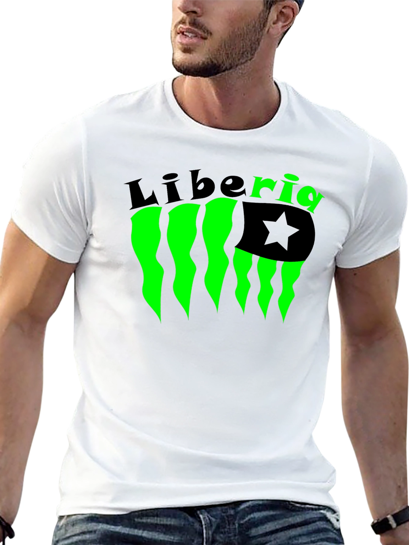 Liberia Flag Graphic Tee - Black