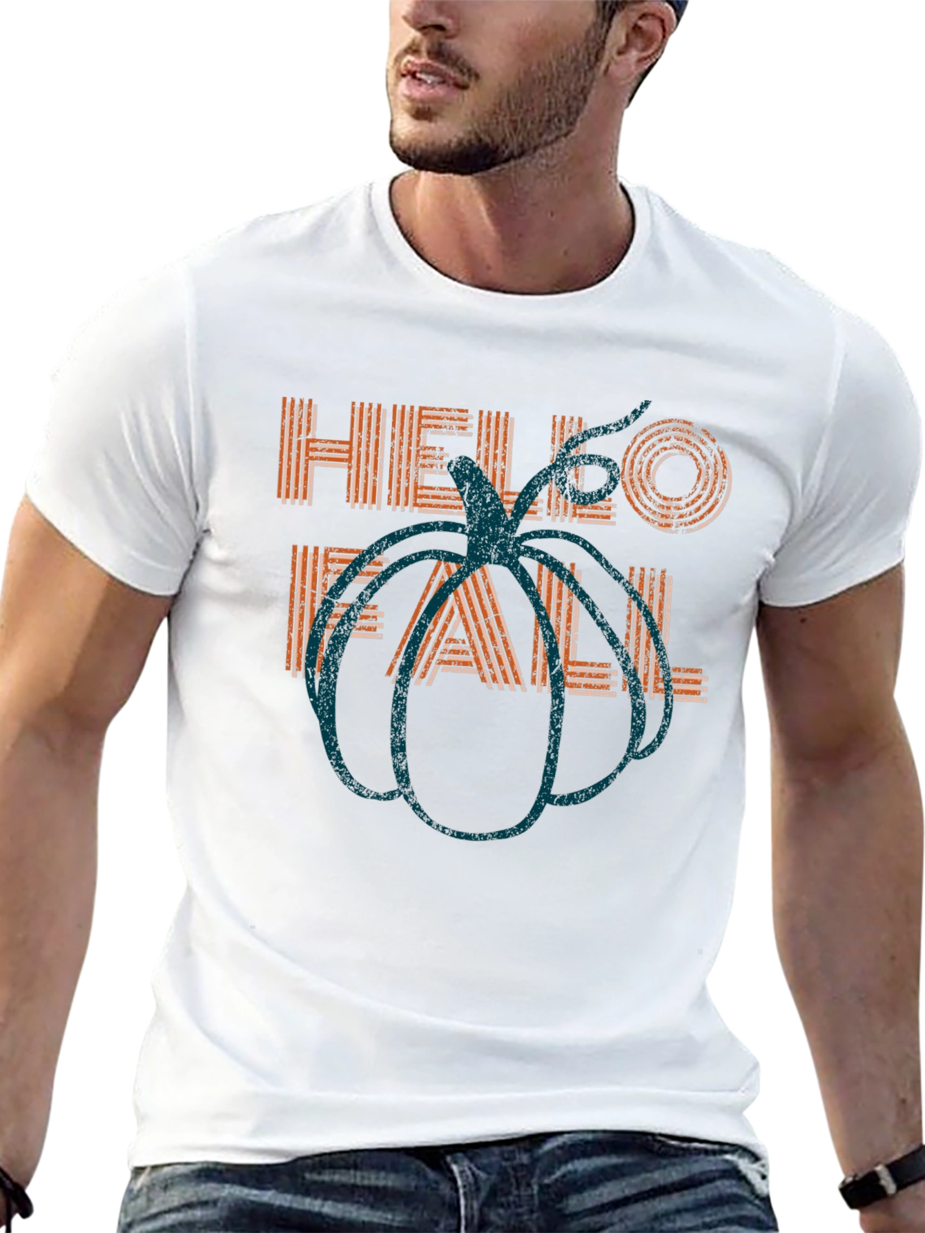 Hello Fall Pumpkin T-Shirt - Autumn Graphic Tee
