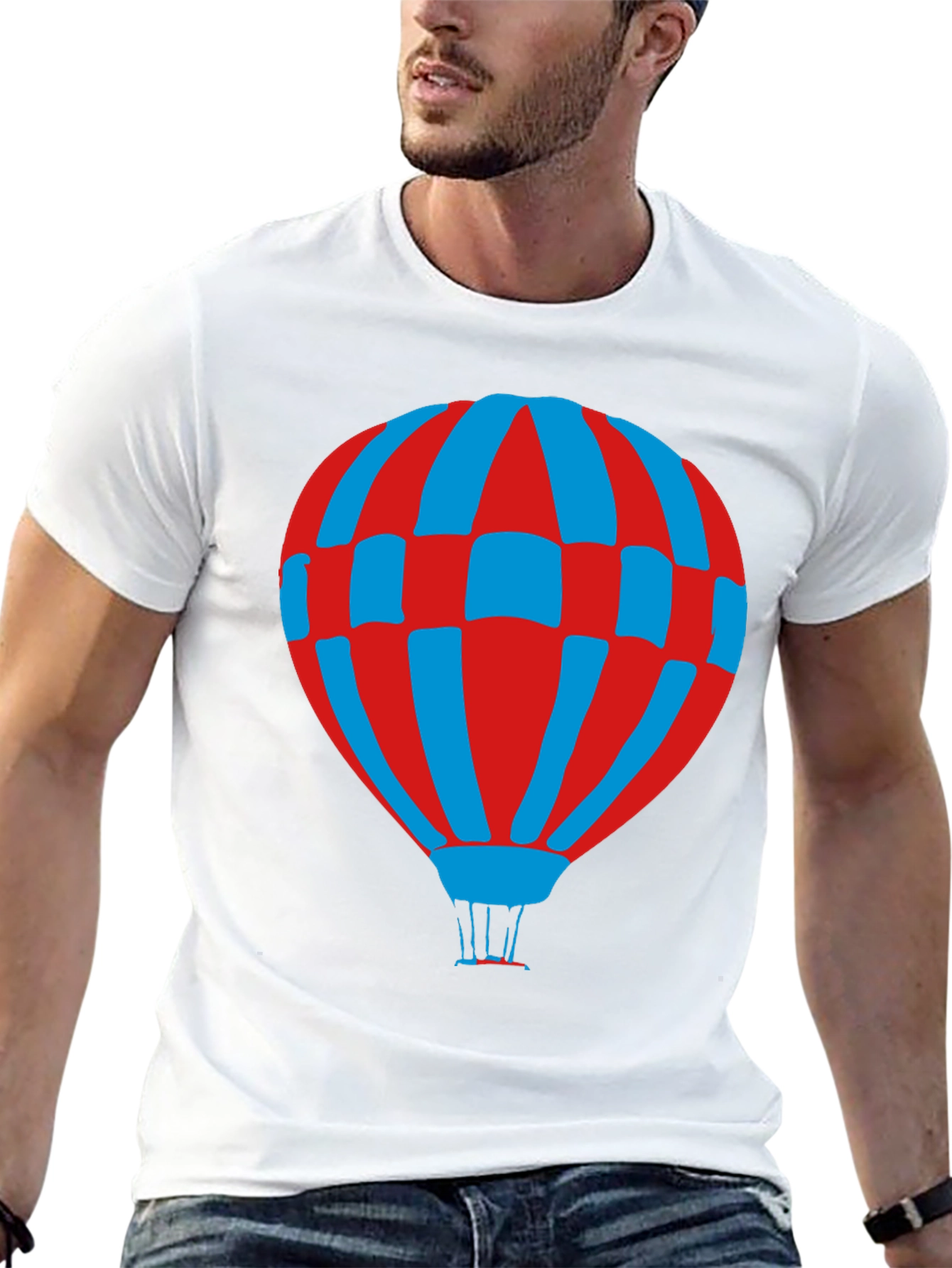 Retro Hot Air Balloon Graphic Tee - Black