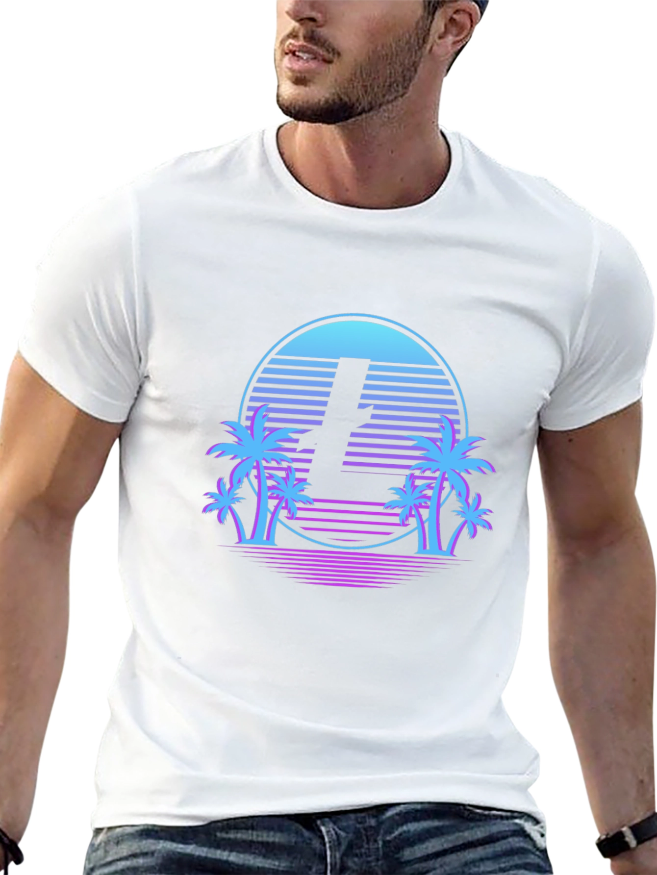 Retro Palm Tee - Litecoin Sunset T-Shirt